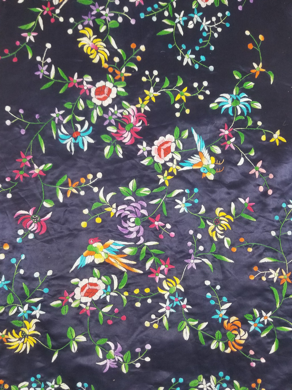 Antique Chinese Hand Embroidered Floral & Birds Mandarin Jacket