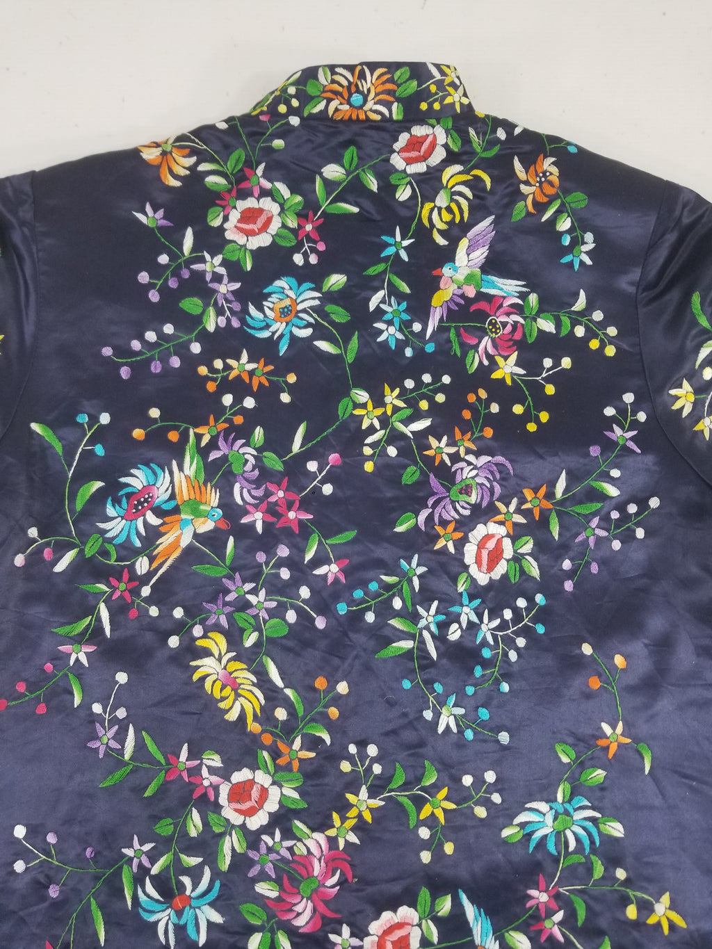 Antique Chinese Hand Embroidered Floral & Birds Mandarin Jacket