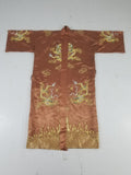 Vintage Chinese Gold Metallic Embroidered Imperial Dragon Silk Kimono Robe