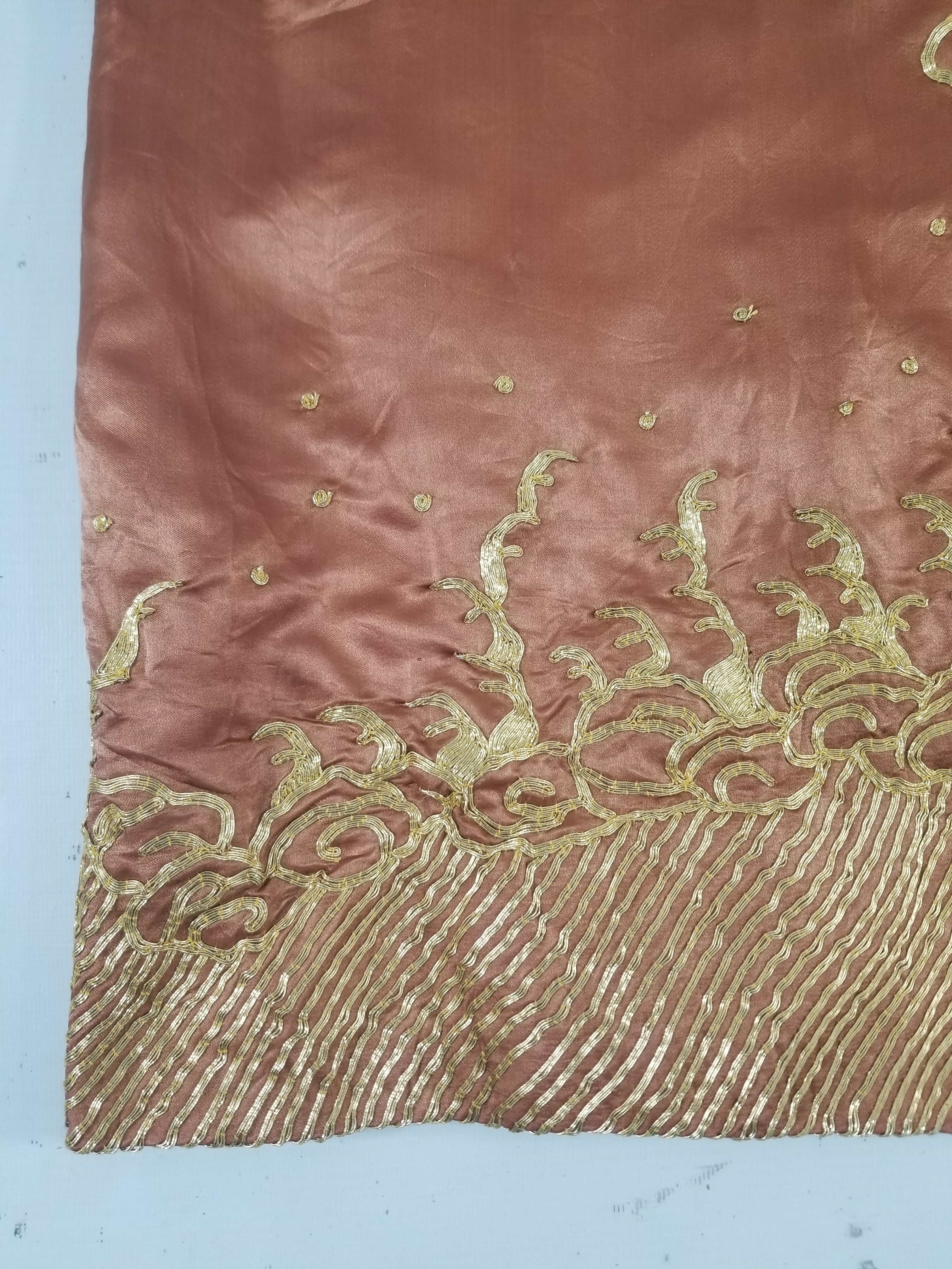 Vintage Chinese Gold Metallic Embroidered Imperial Dragon Silk Kimono Robe