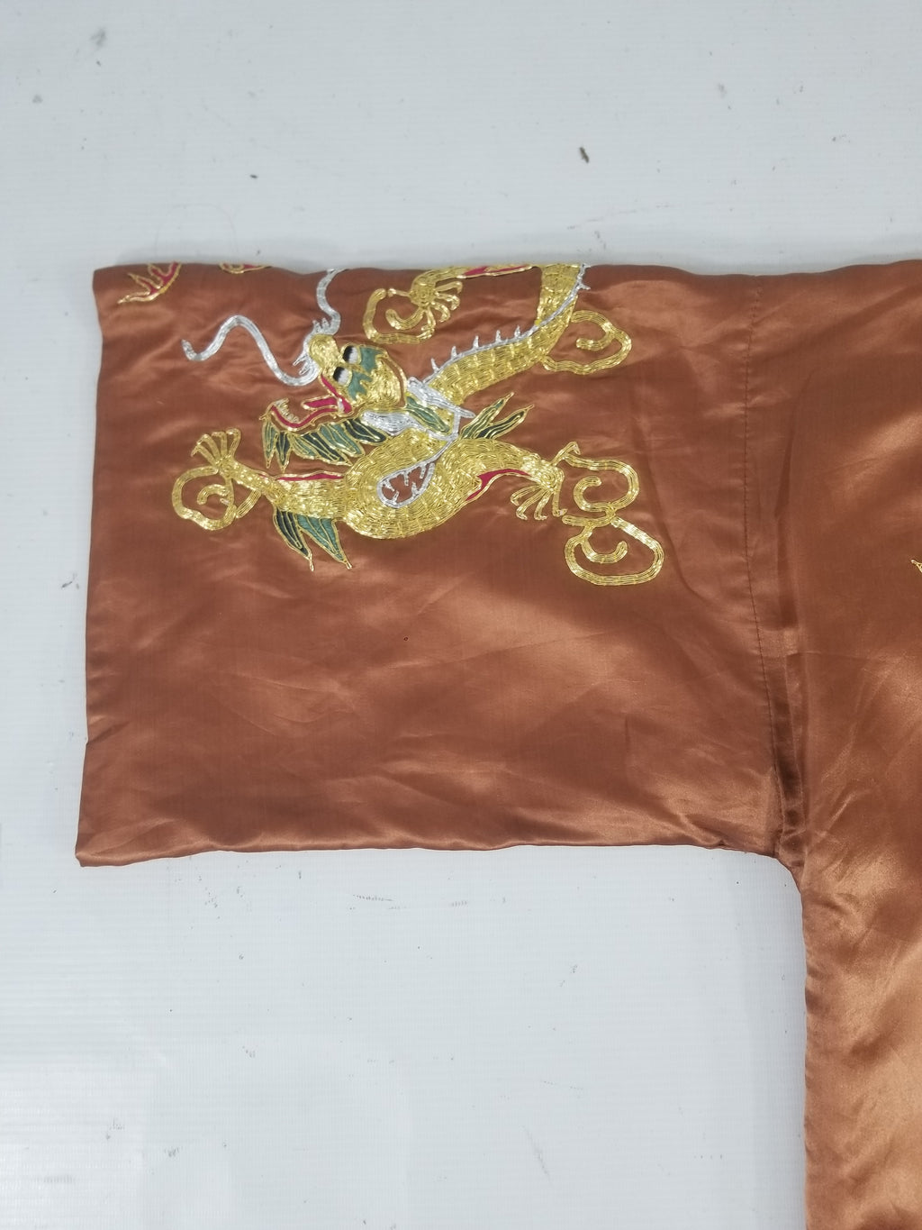Vintage Chinese Gold Metallic Embroidered Imperial Dragon Silk Kimono Robe