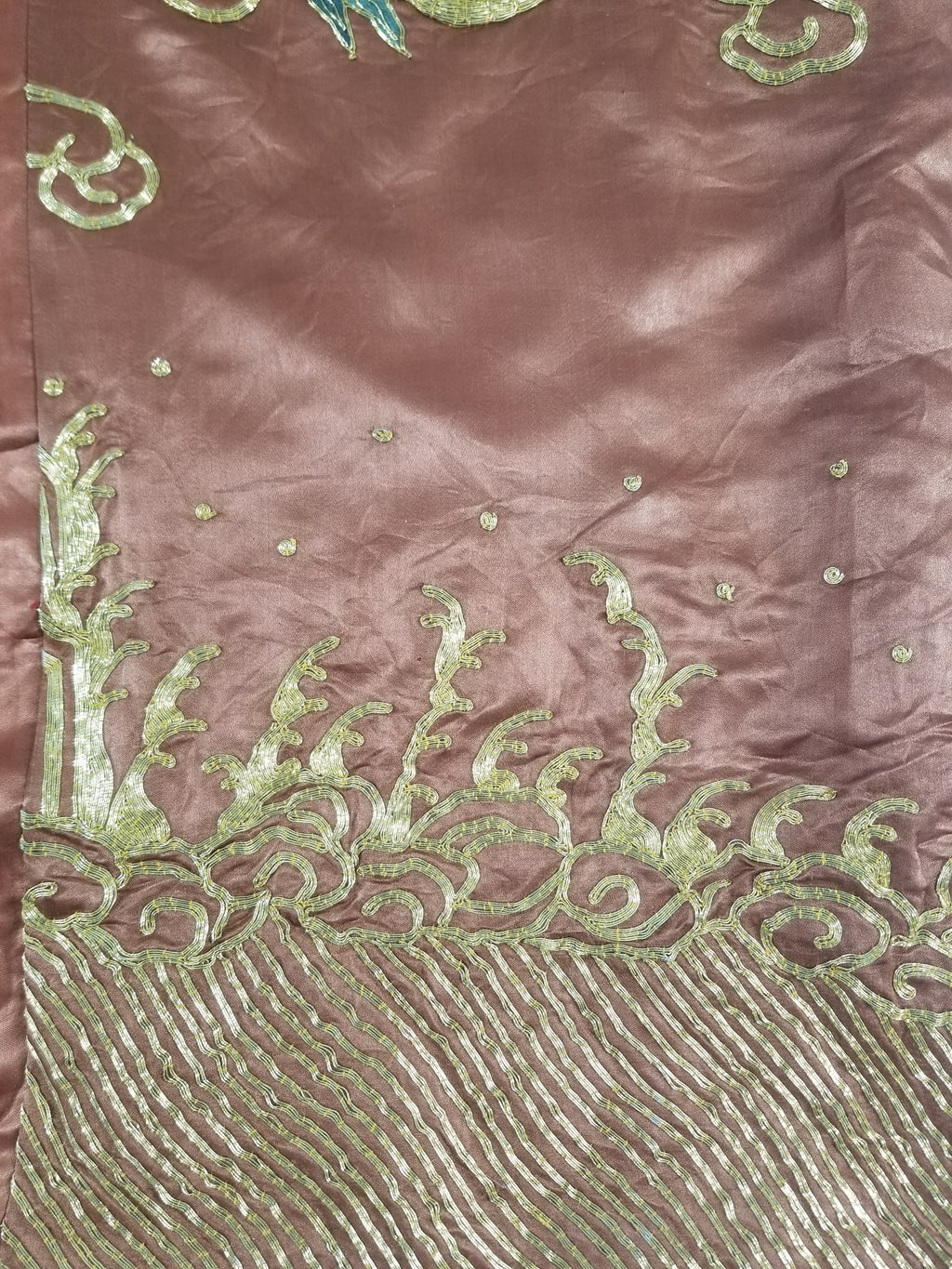 Vintage Chinese Gold Metallic Embroidered Imperial Dragon Silk Kimono Robe