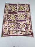 Antique Uzbek Suzani Folk Art Silk Hand Embroidered Wall Hanging 146x118cm