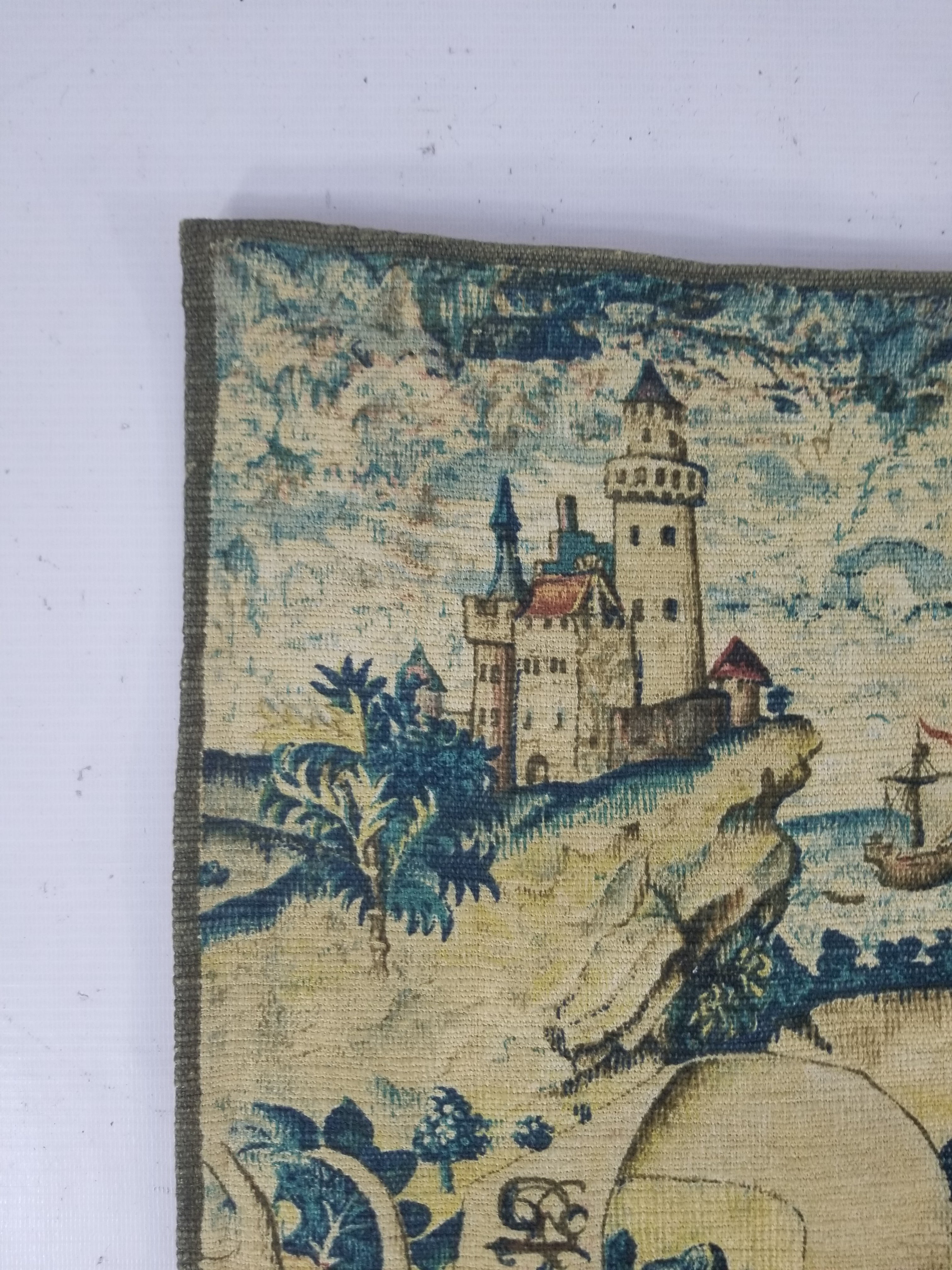 Vintage European Medieval Heraldic Unicorn Scene Woven Tapestry 130x114cm