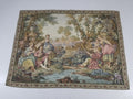 Vintage European Rococo Courtyard & Riverside Scene Jacquard Woven Tapestry 146x110cm