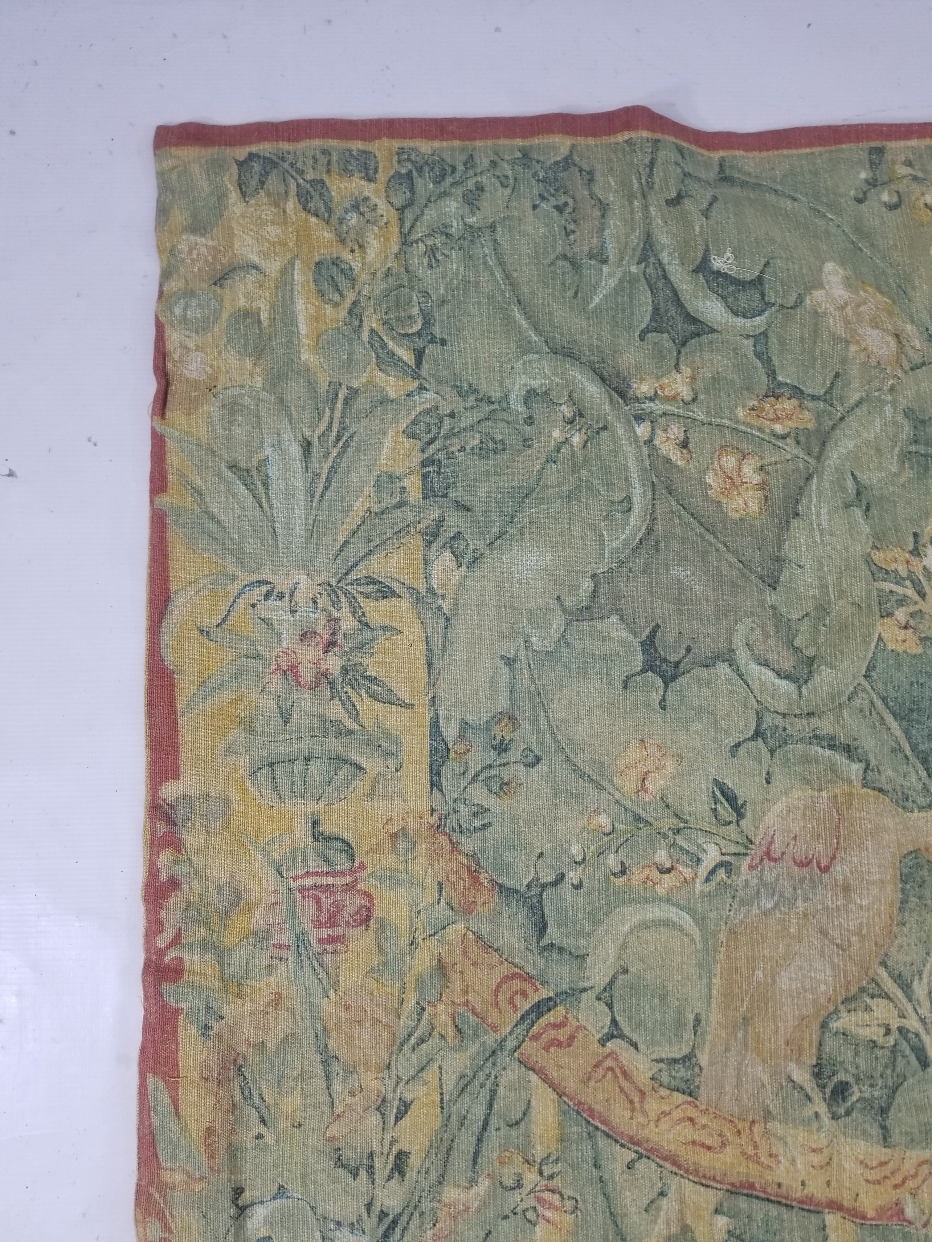 Antique European Verdure Birds & Fountain Jacquard Woven Tapestry 179x141cm