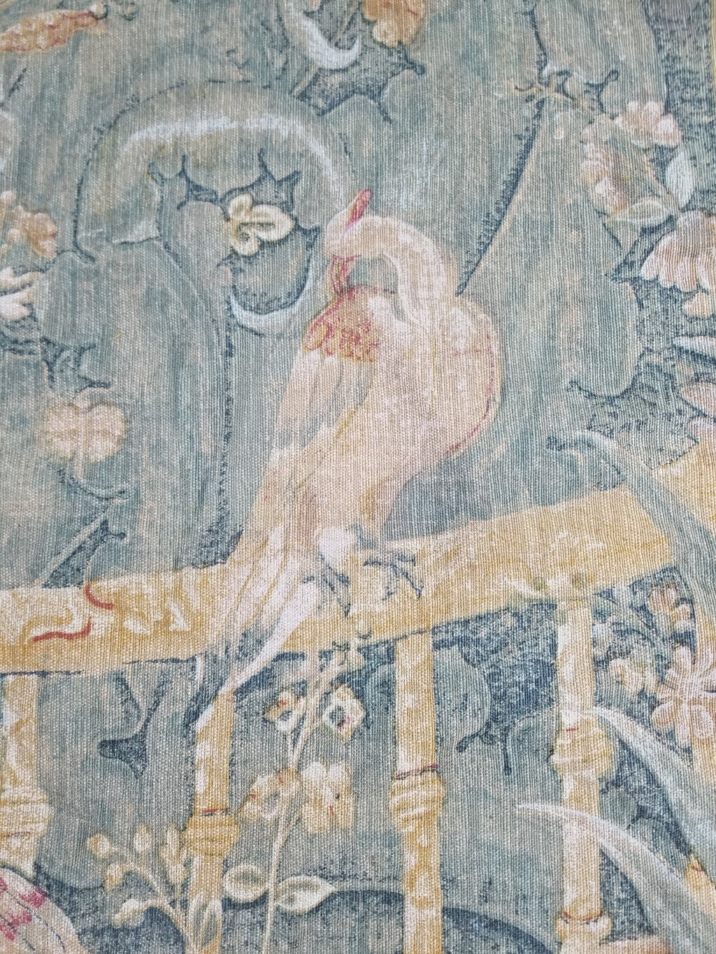 Antique European Verdure Birds & Fountain Jacquard Woven Tapestry 179x141cm