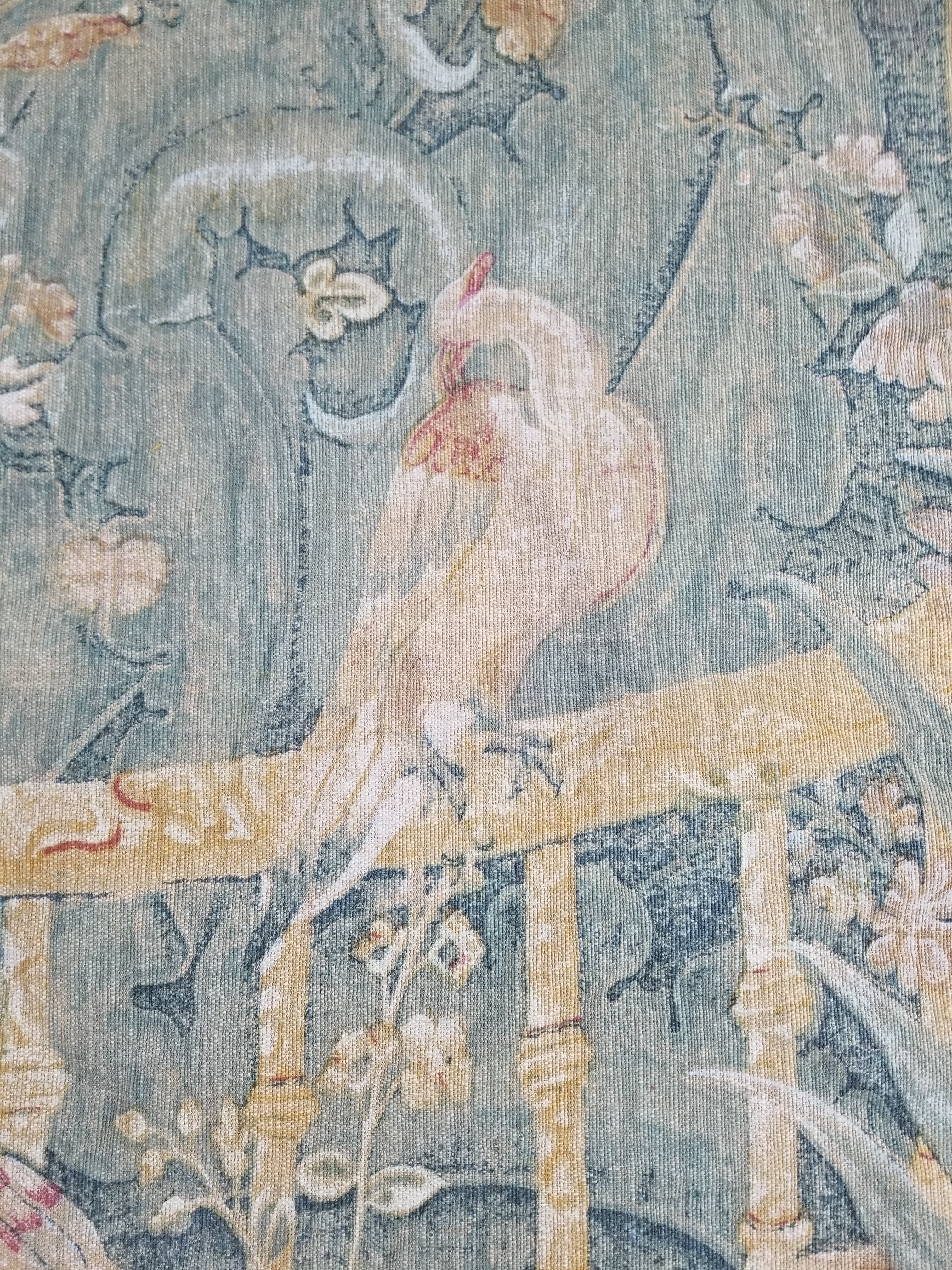 Antique European Verdure Birds & Fountain Jacquard Woven Tapestry 179x141cm