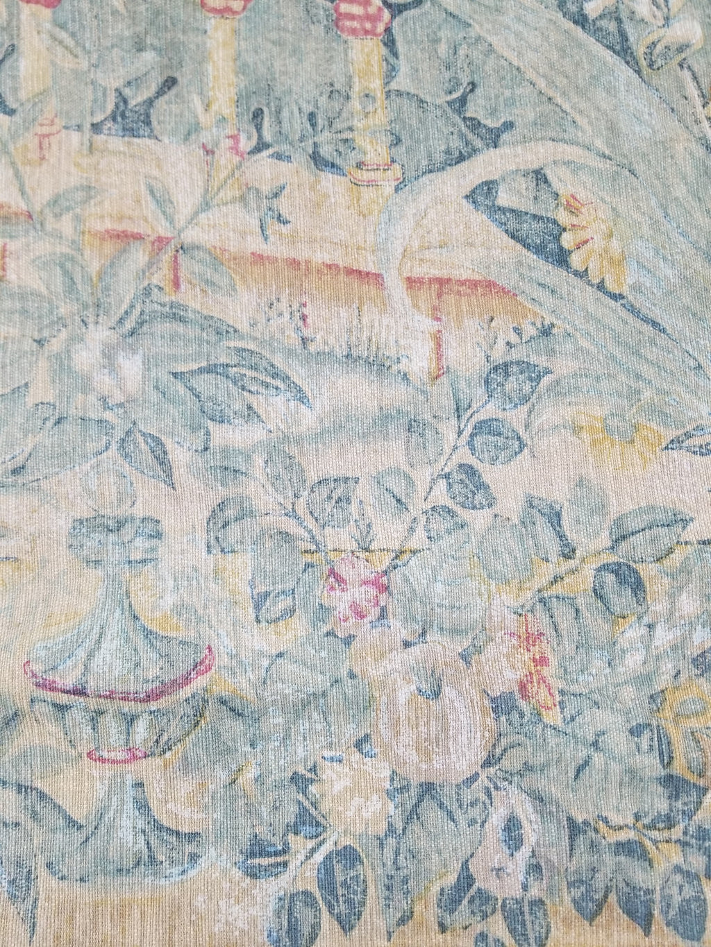 Antique European Verdure Birds & Fountain Jacquard Woven Tapestry 179x141cm