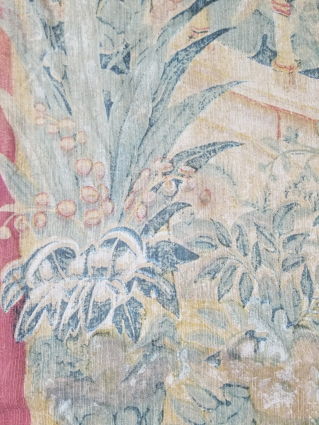 Antique European Verdure Birds & Fountain Jacquard Woven Tapestry 179x141cm