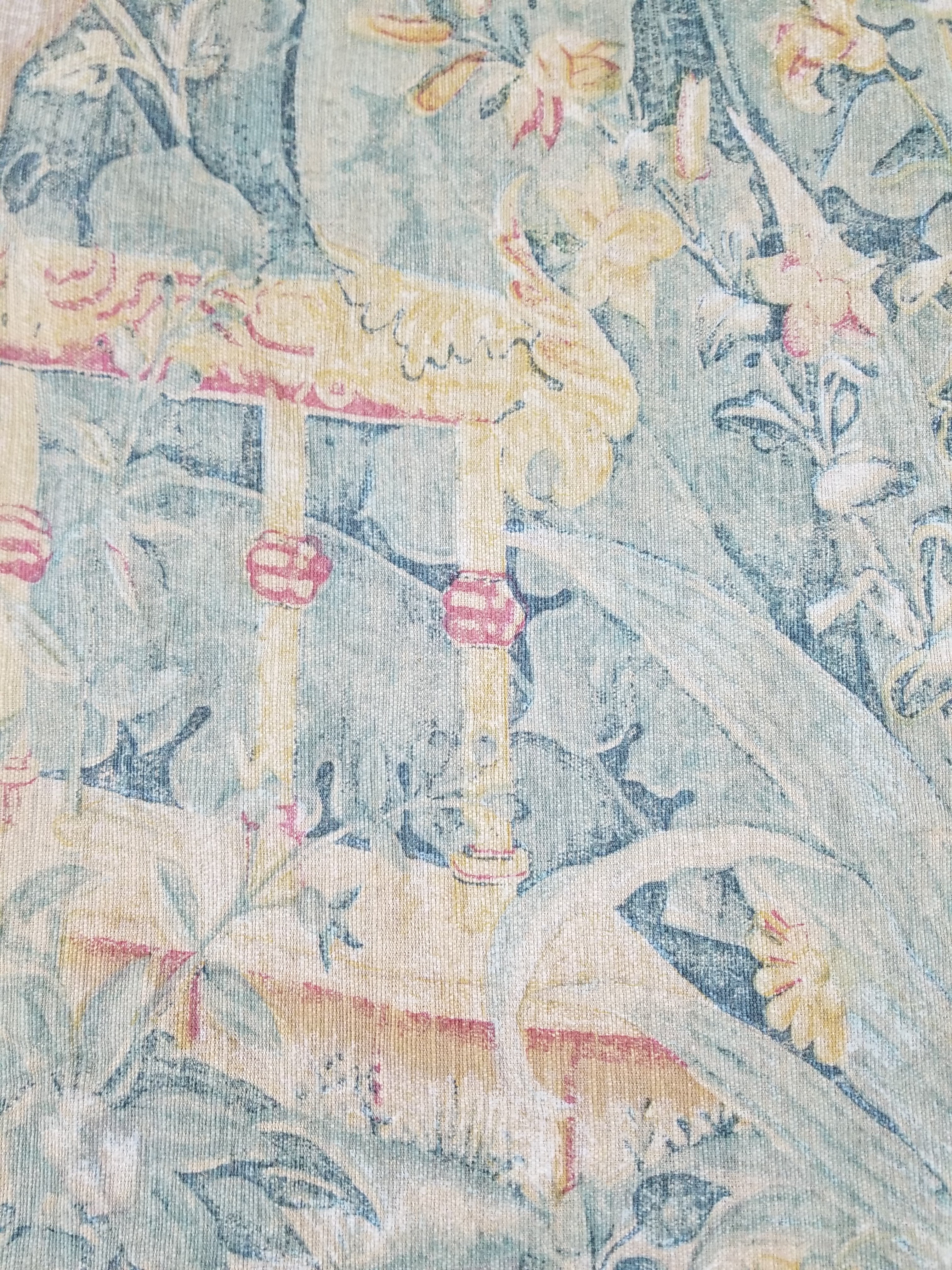 Antique European Verdure Birds & Fountain Jacquard Woven Tapestry 179x141cm