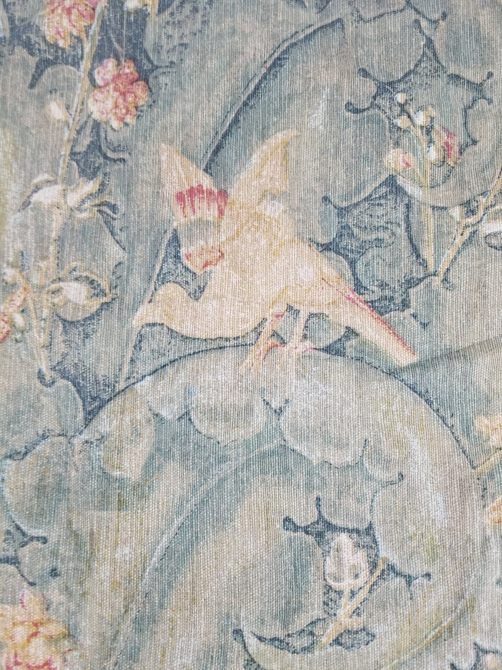 Antique European Verdure Birds & Fountain Jacquard Woven Tapestry 179x141cm