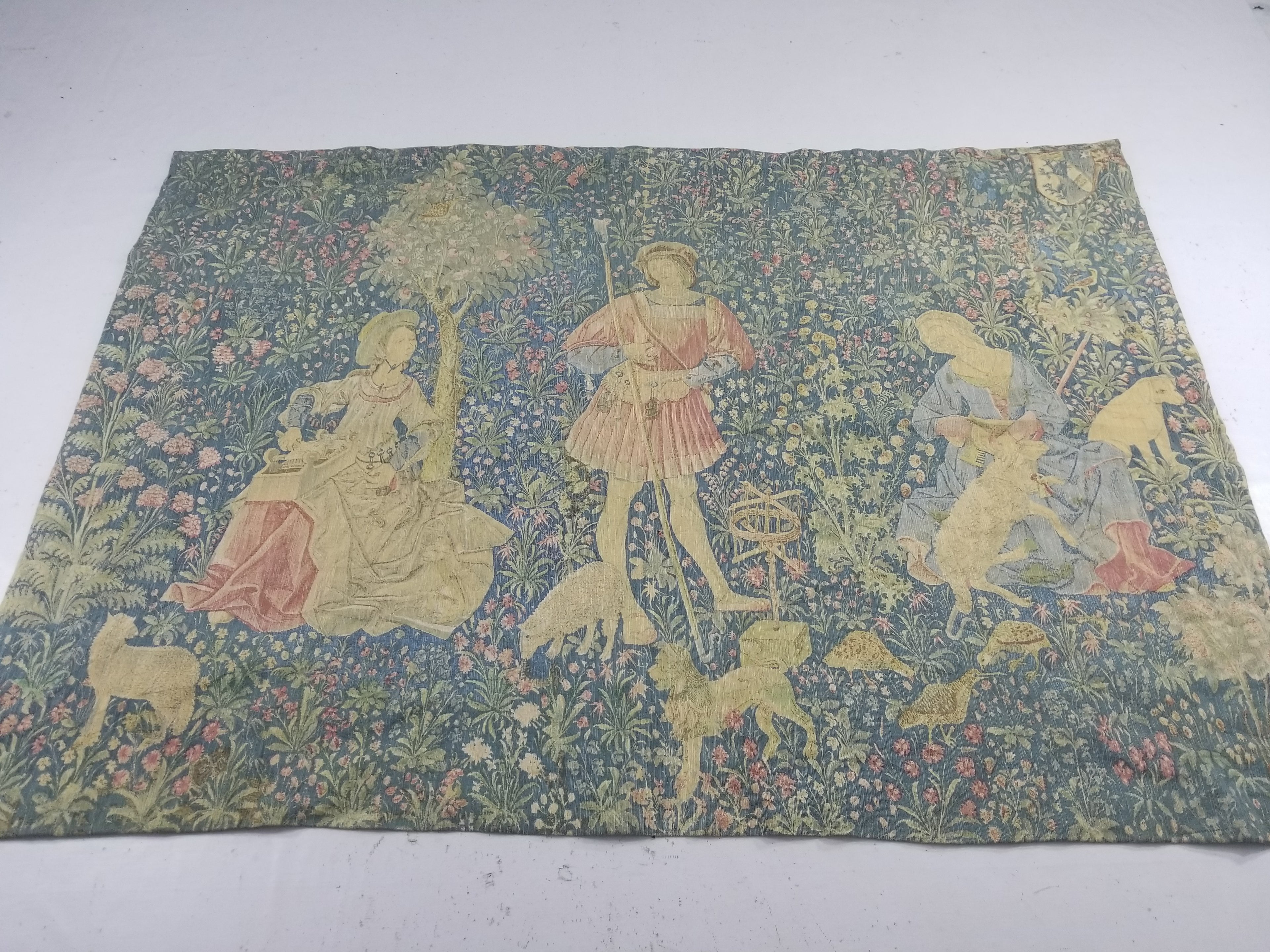 Antique European Medieval Lady & Unicorn Jacquard Woven Tapestry 201x141cm