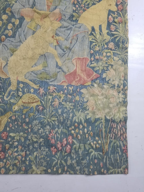 Antique European Medieval Lady & Unicorn Jacquard Woven Tapestry 201x141cm