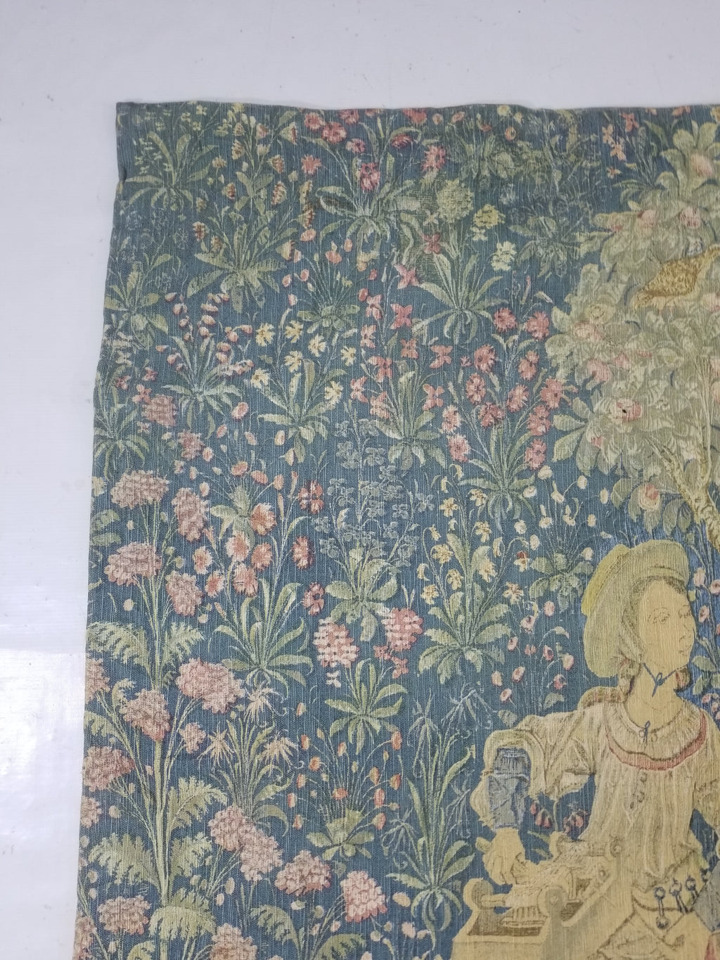 Antique European Medieval Lady & Unicorn Jacquard Woven Tapestry 201x141cm