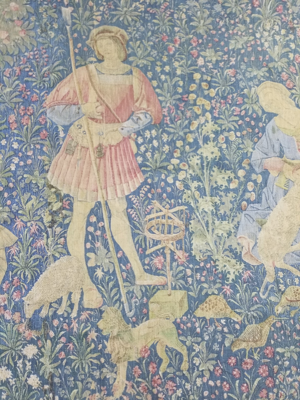 Antique European Medieval Lady & Unicorn Jacquard Woven Tapestry 201x141cm