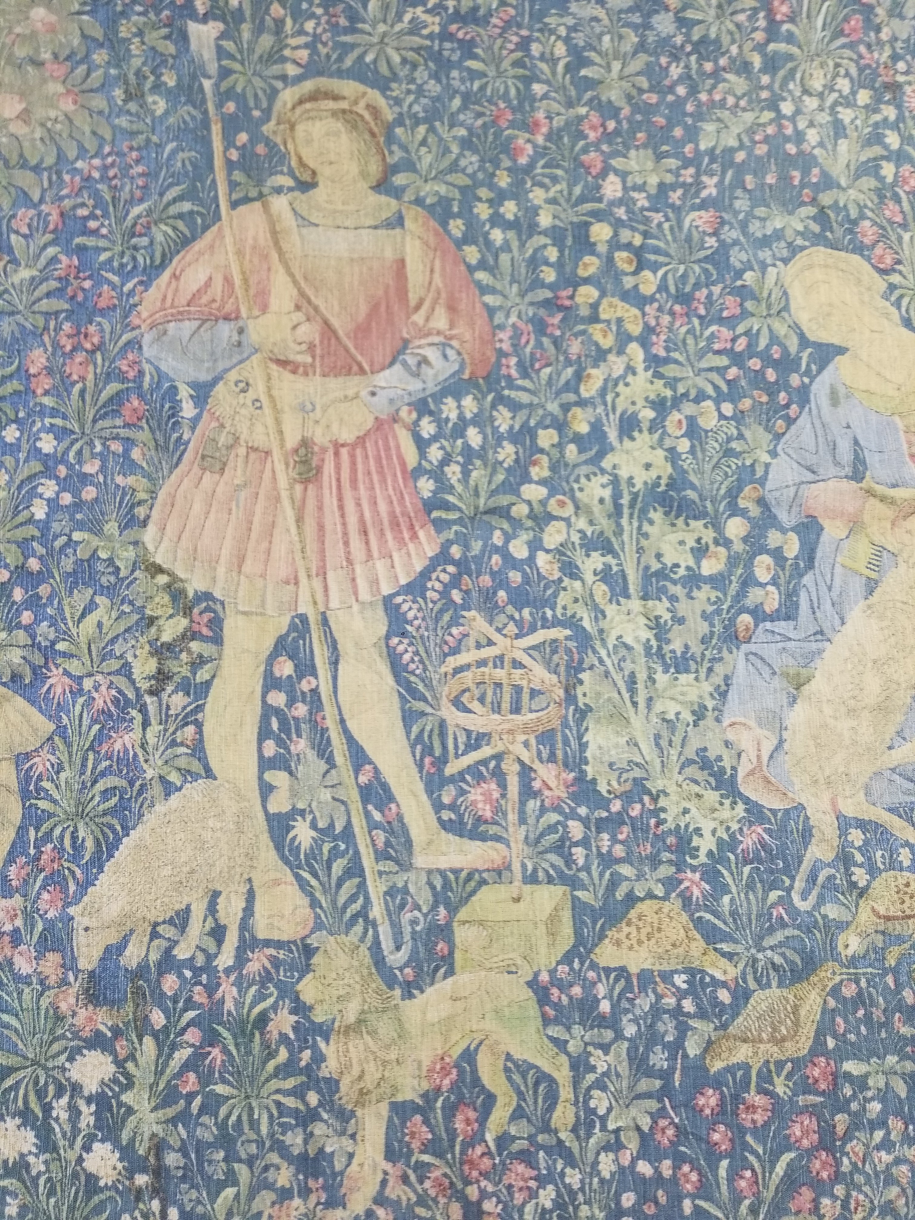 Antique European Medieval Lady & Unicorn Jacquard Woven Tapestry 201x141cm