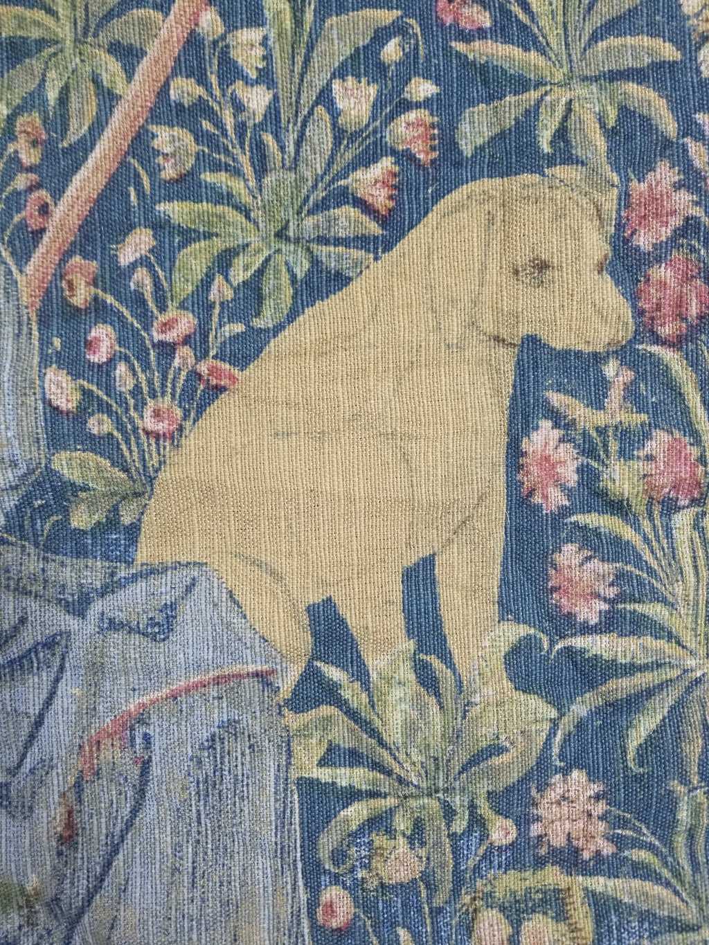Antique European Medieval Lady & Unicorn Jacquard Woven Tapestry 201x141cm