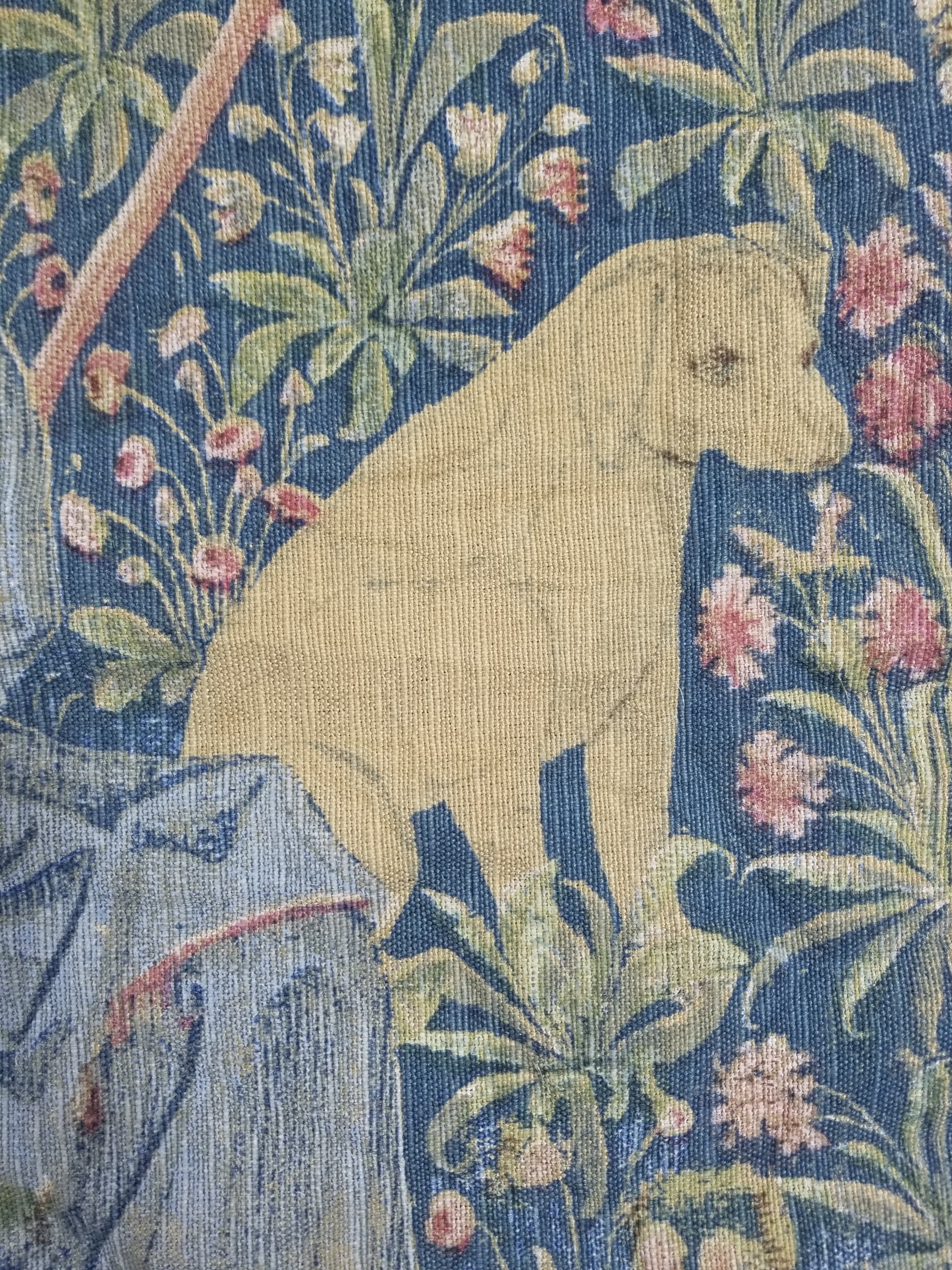 Antique European Medieval Lady & Unicorn Jacquard Woven Tapestry 201x141cm