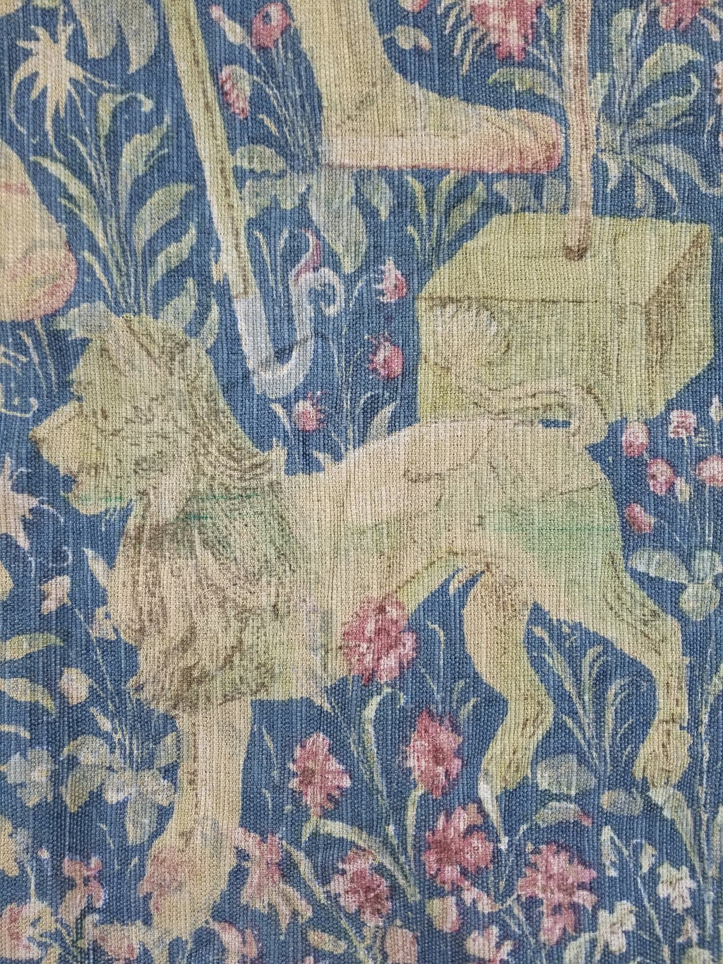 Antique European Medieval Lady & Unicorn Jacquard Woven Tapestry 201x141cm