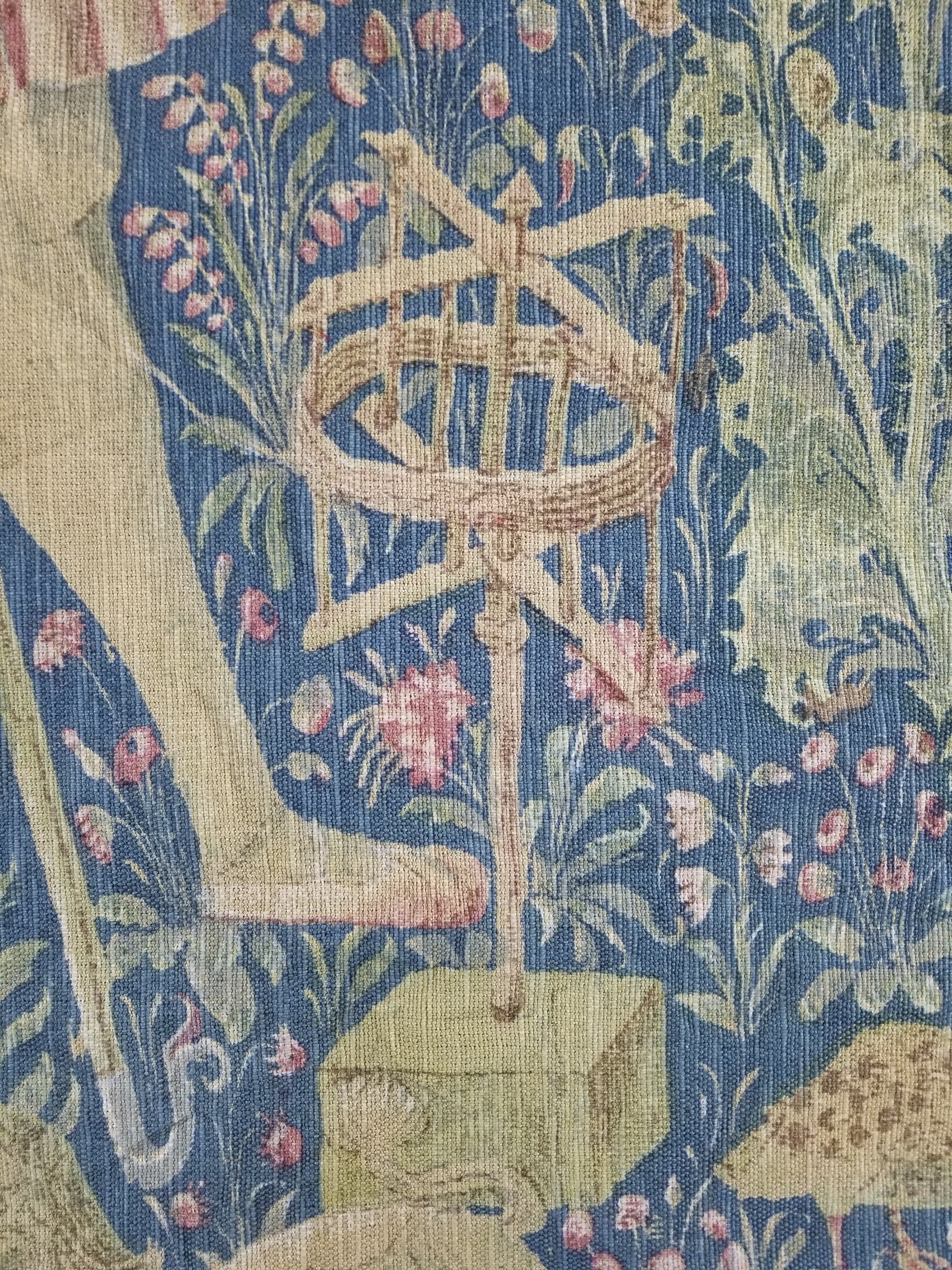 Antique European Medieval Lady & Unicorn Jacquard Woven Tapestry 201x141cm
