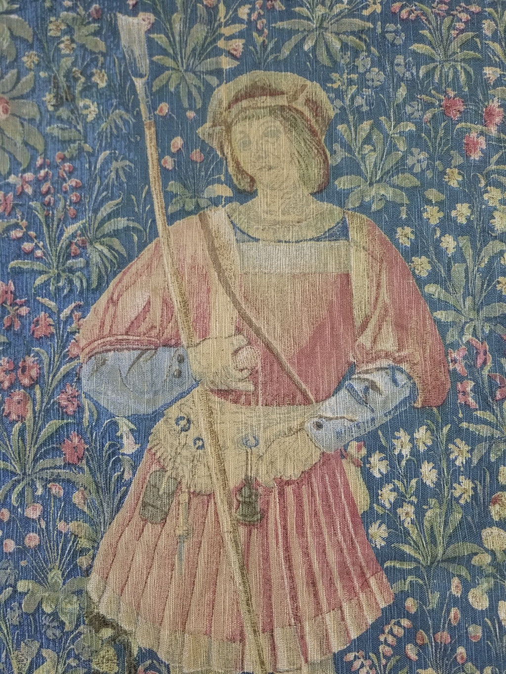 Antique European Medieval Lady & Unicorn Jacquard Woven Tapestry 201x141cm