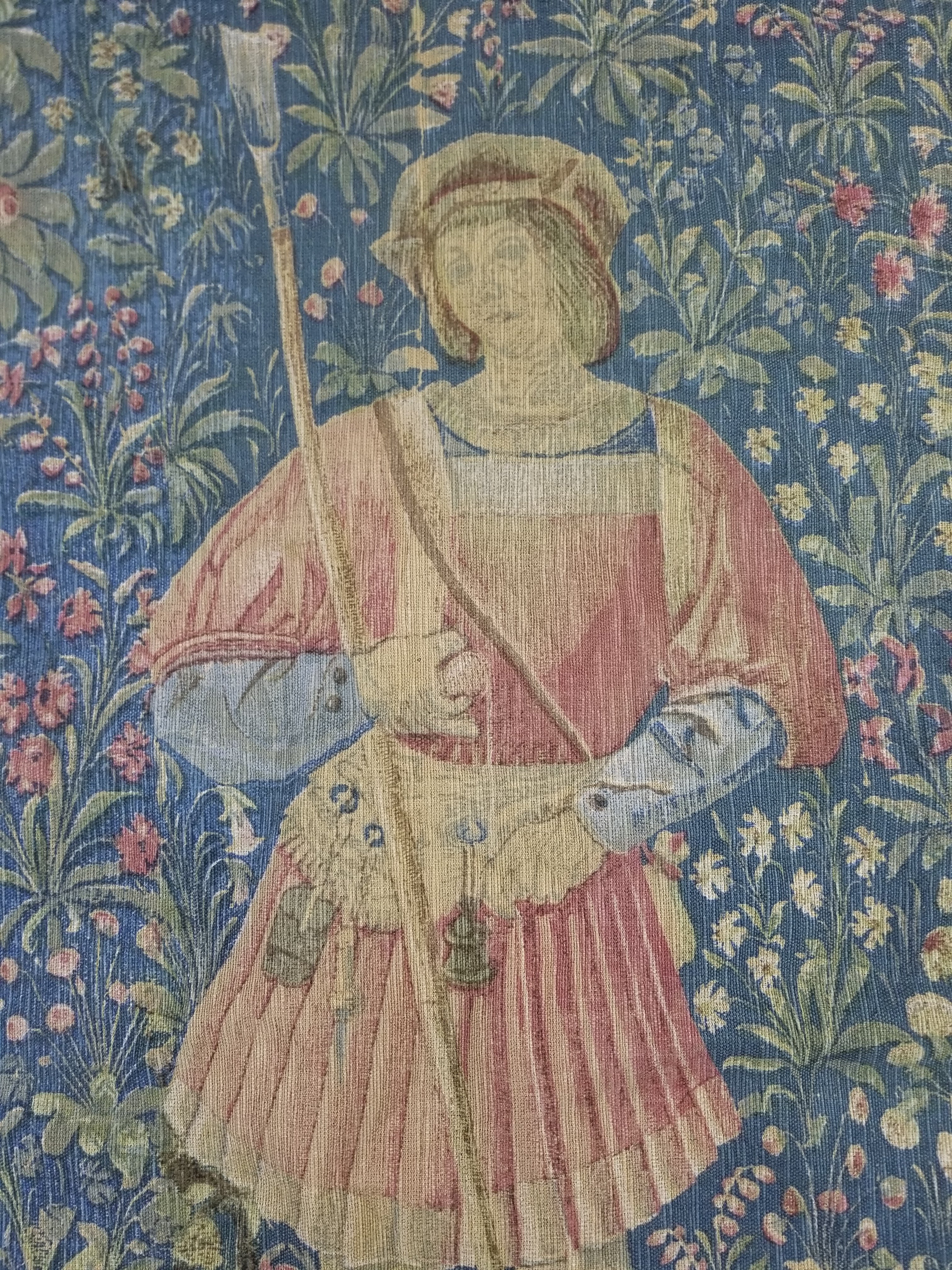 Antique European Medieval Lady & Unicorn Jacquard Woven Tapestry 201x141cm