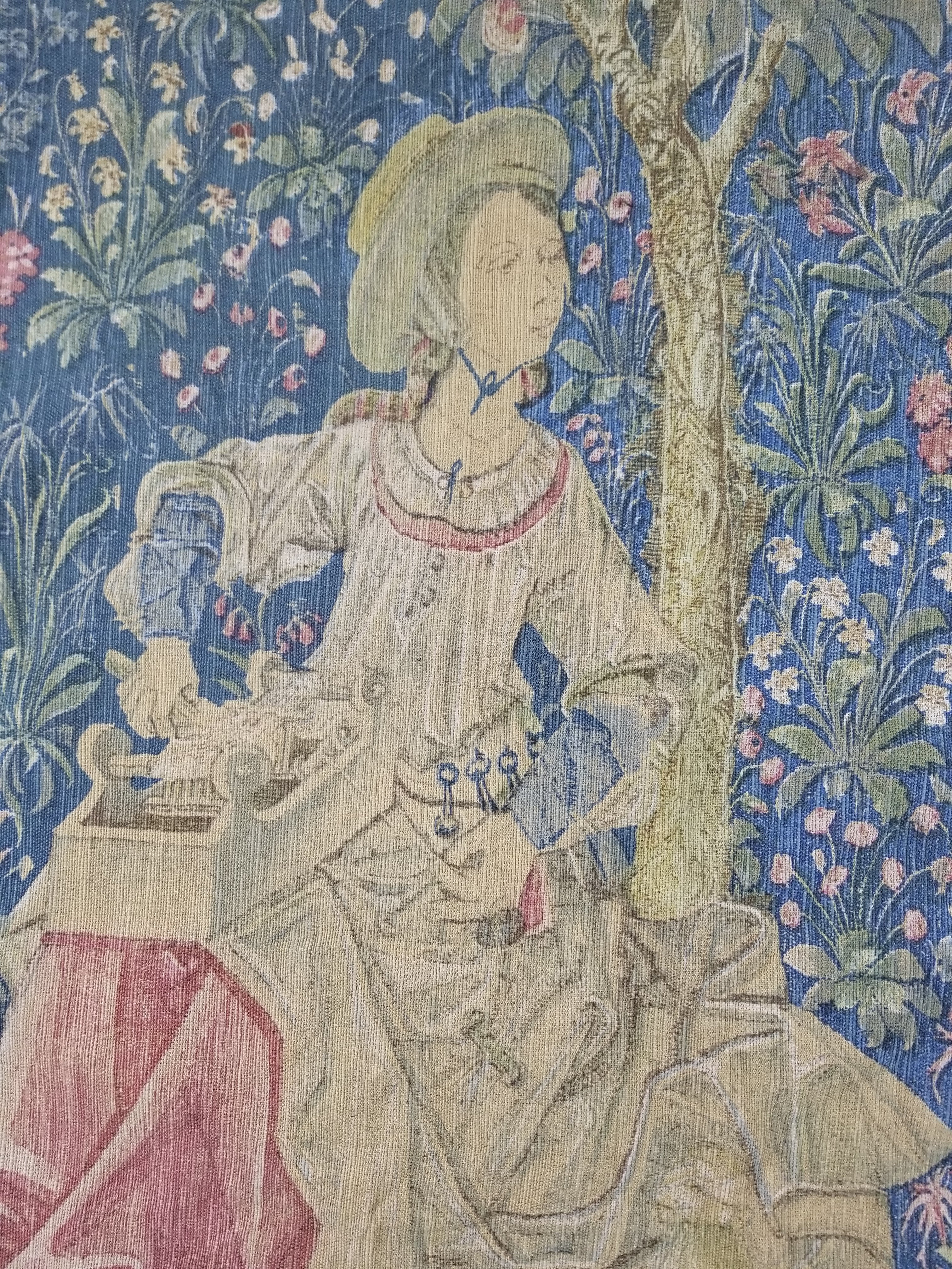 Antique European Medieval Lady & Unicorn Jacquard Woven Tapestry 201x141cm
