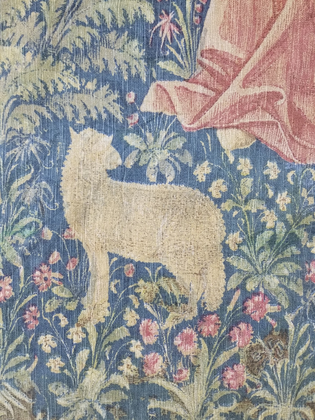 Antique European Medieval Lady & Unicorn Jacquard Woven Tapestry 201x141cm