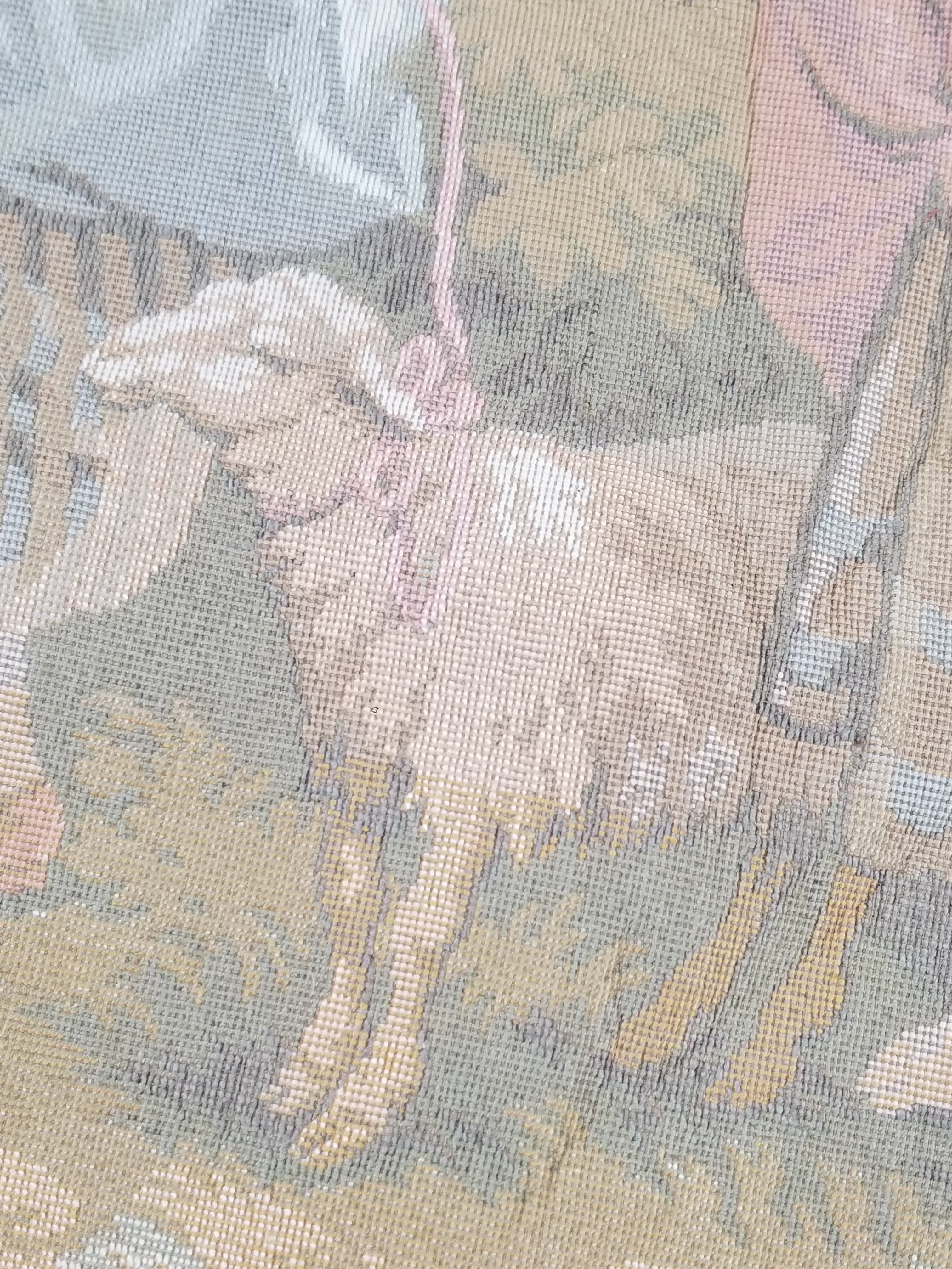 Vintage French Jacquard Woven Romantic Garden Scene Wall Hanging Tapestry 171x90cm