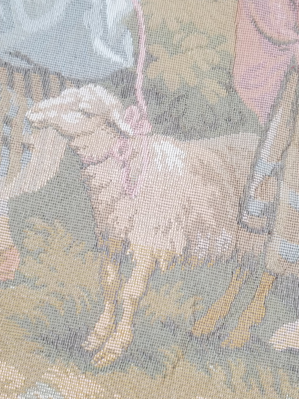 Vintage French Jacquard Woven Romantic Garden Scene Wall Hanging Tapestry 171x90cm