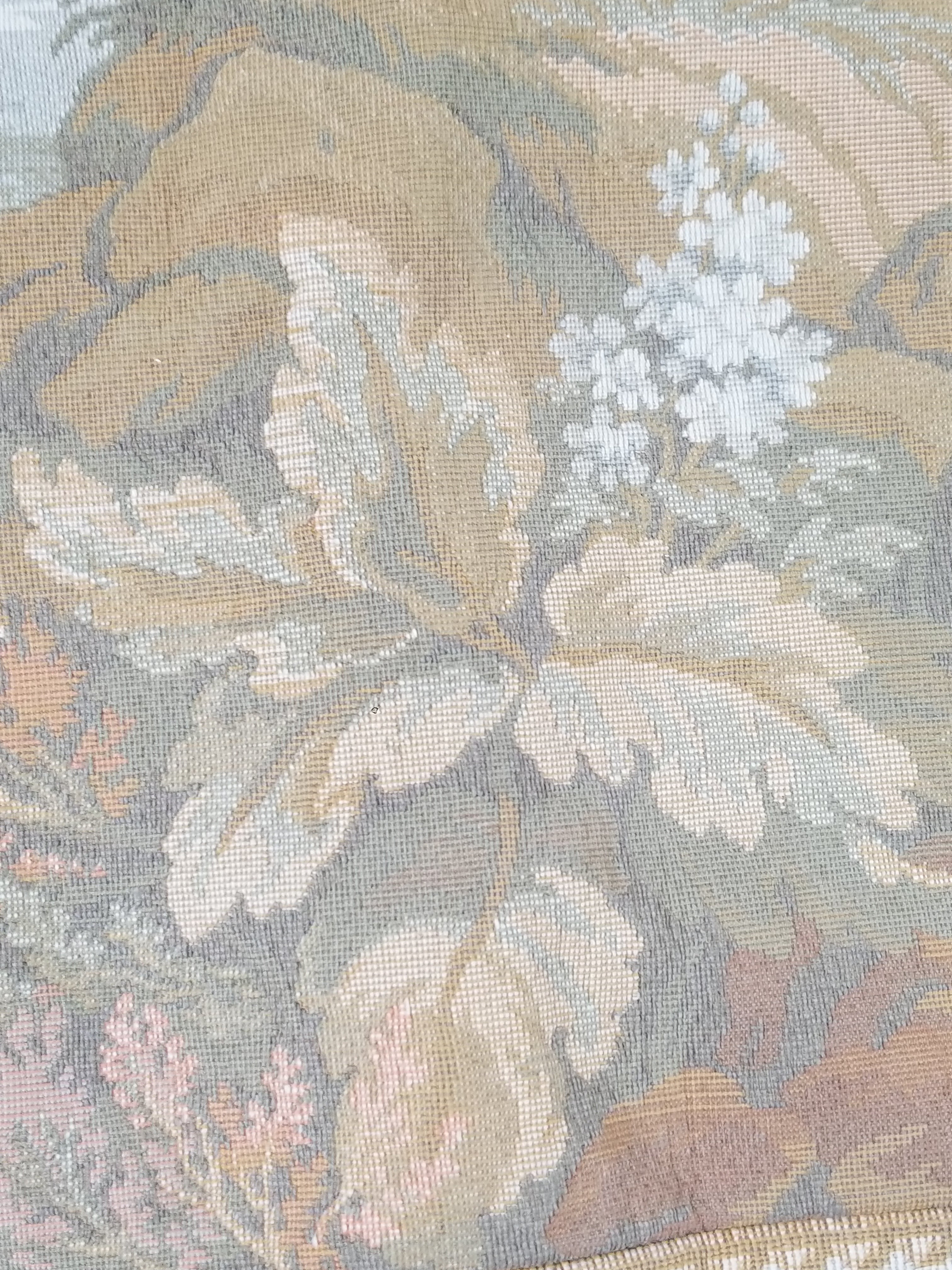 Vintage French Jacquard Woven Romantic Garden Scene Wall Hanging Tapestry 171x90cm