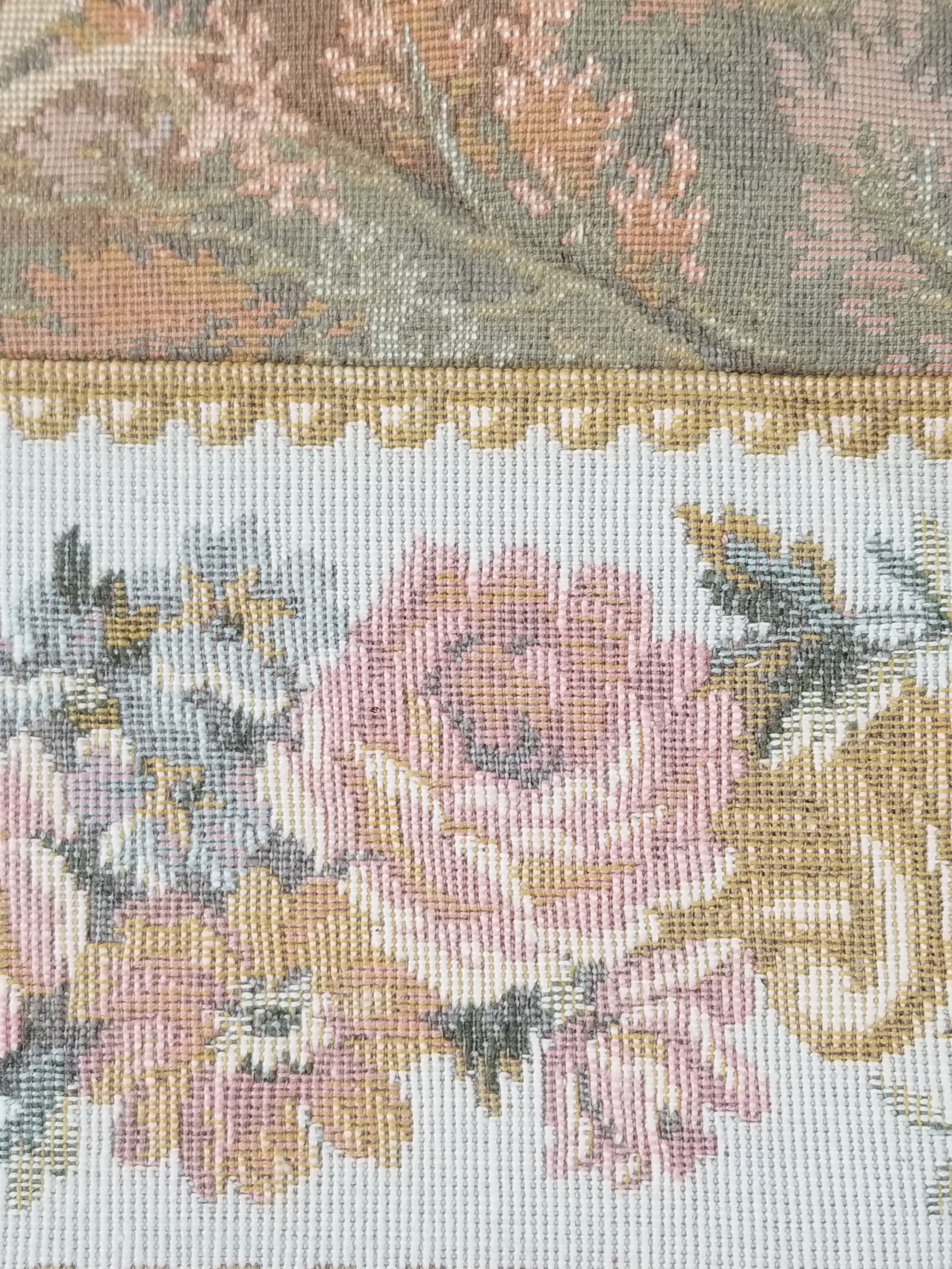 Vintage French Jacquard Woven Romantic Garden Scene Wall Hanging Tapestry 171x90cm