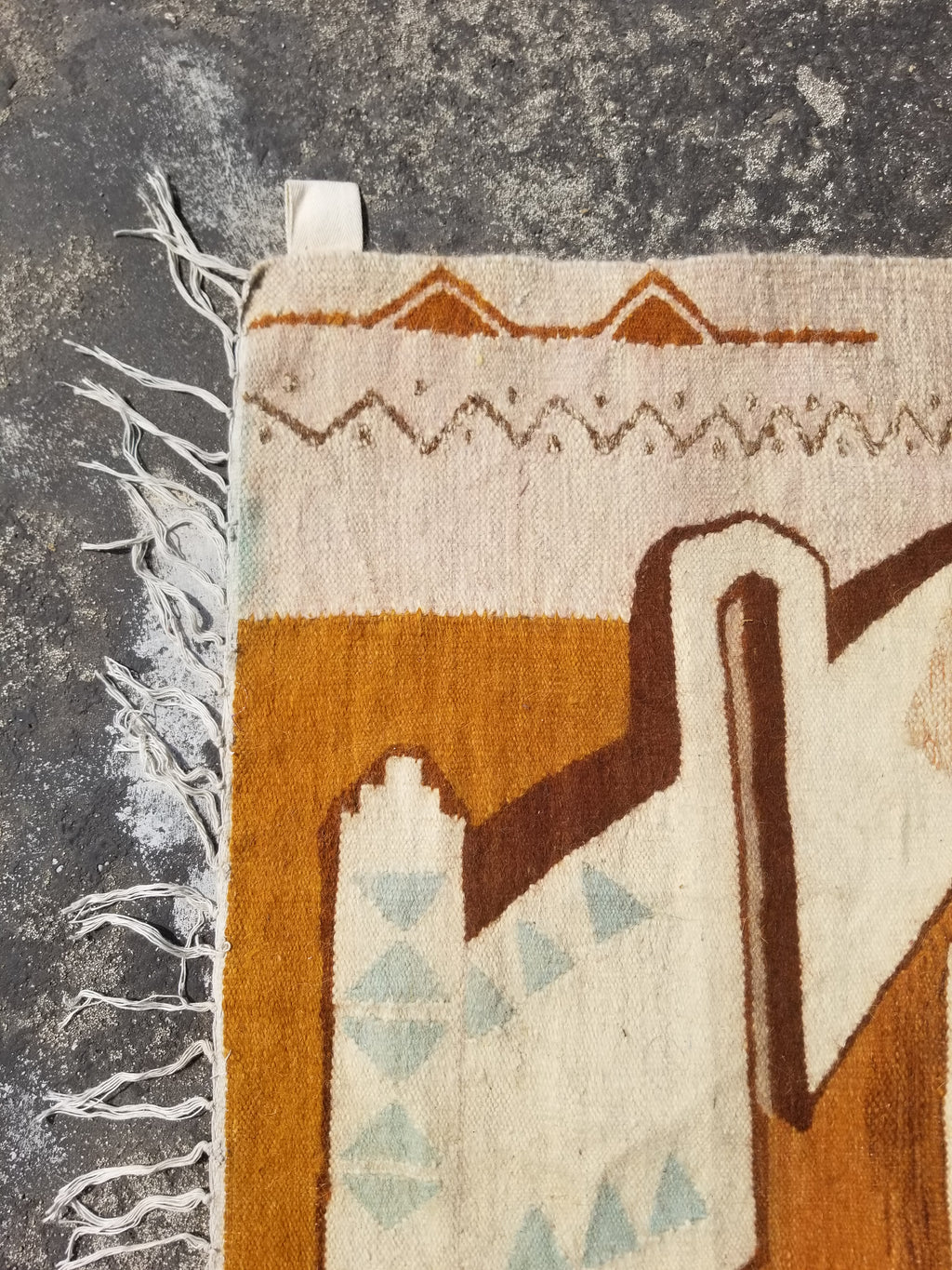 Vintage Traditional Handwoven Egyptian Rural Village Scene Wool Tapestry 113x70cm