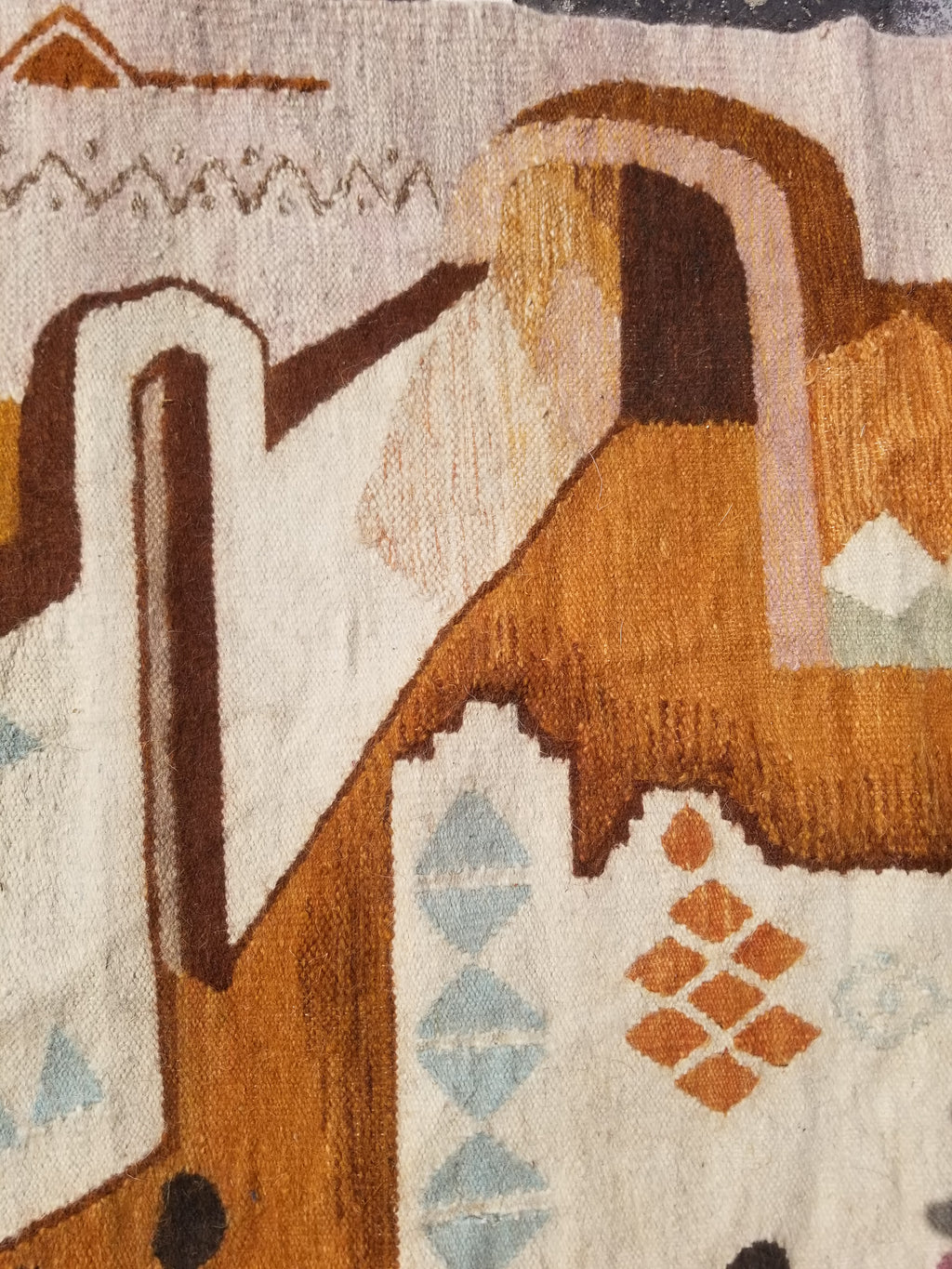 Vintage Traditional Handwoven Egyptian Rural Village Scene Wool Tapestry 113x70cm