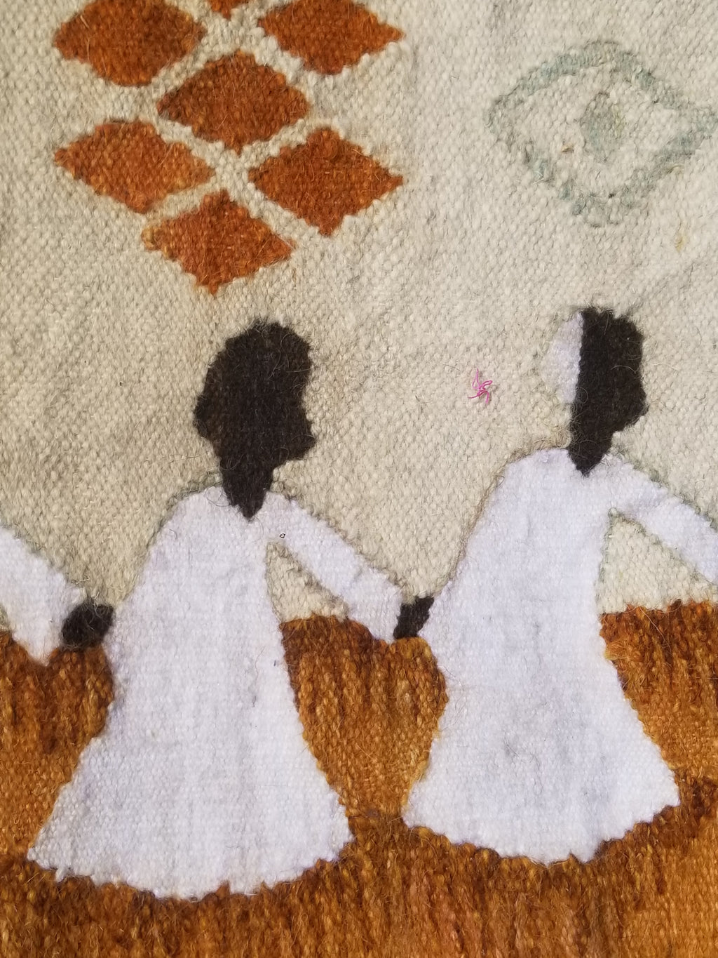 Vintage Traditional Handwoven Egyptian Rural Village Scene Wool Tapestry 113x70cm