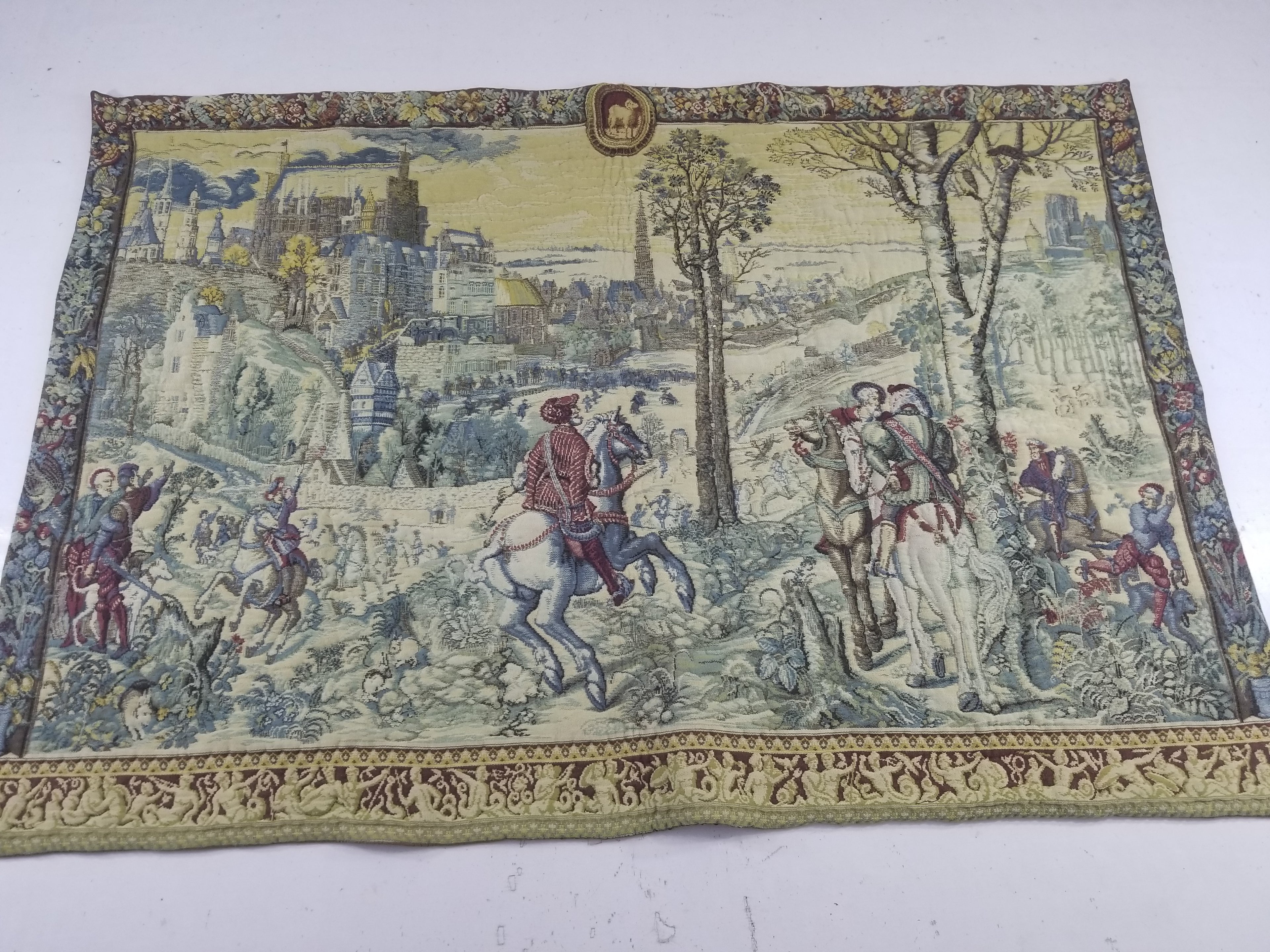 Antique European Handmade Medieval Hunting Scene Tapestry 200x140cm
