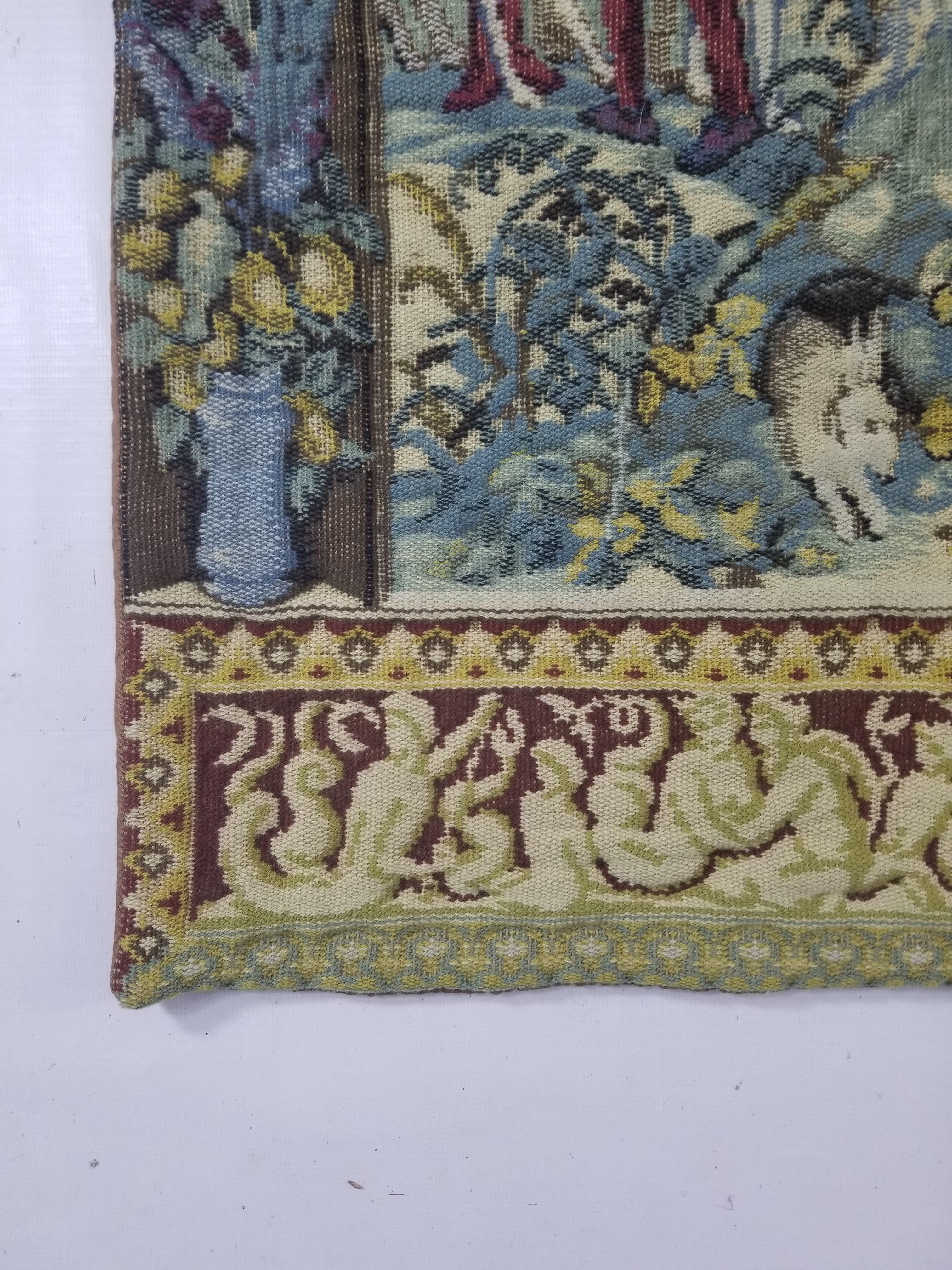 Antique European Handmade Medieval Hunting Scene Tapestry 200x140cm