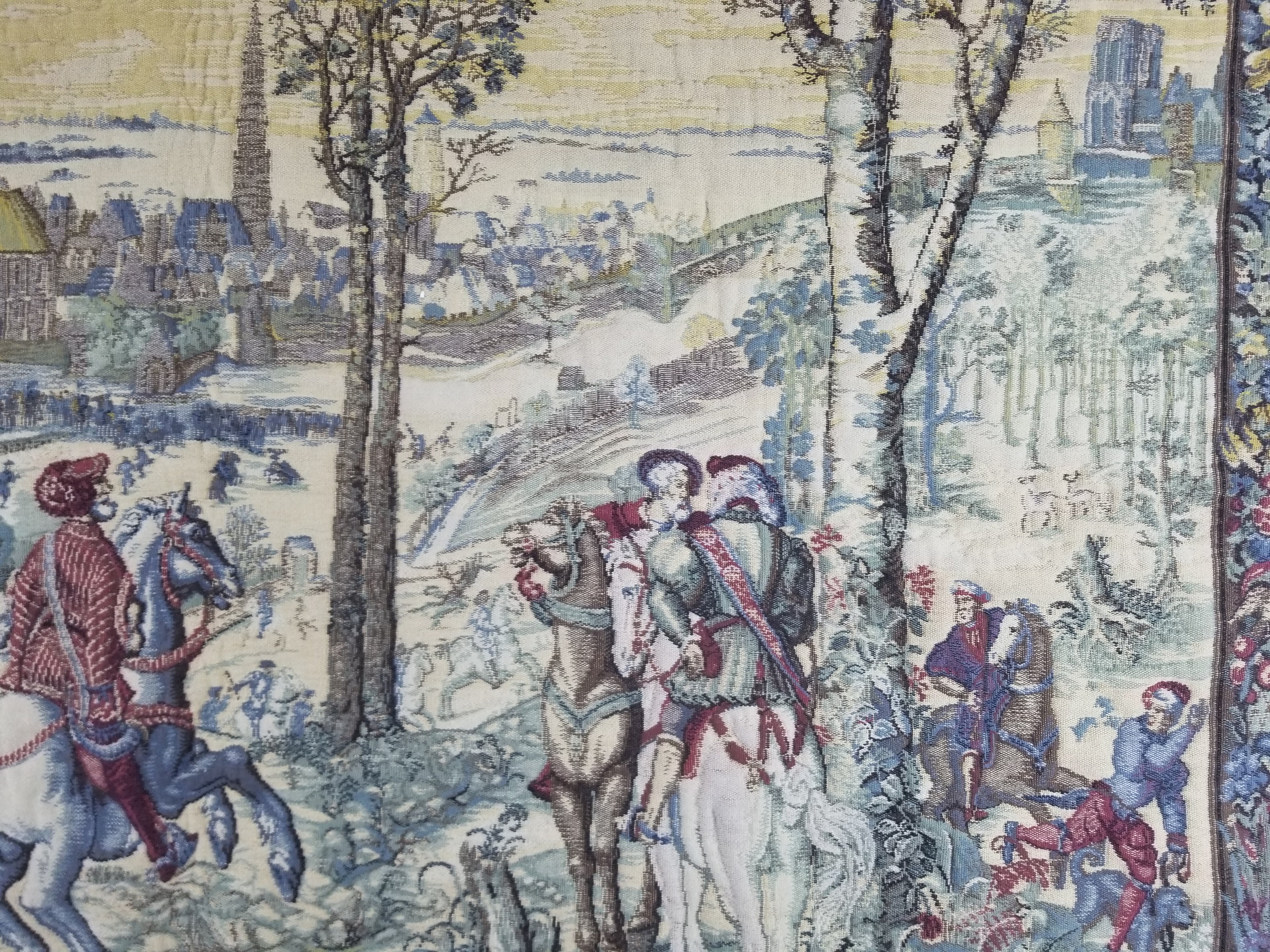 Antique European Handmade Medieval Hunting Scene Tapestry 200x140cm