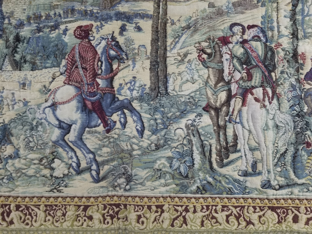 Antique European Handmade Medieval Hunting Scene Tapestry 200x140cm