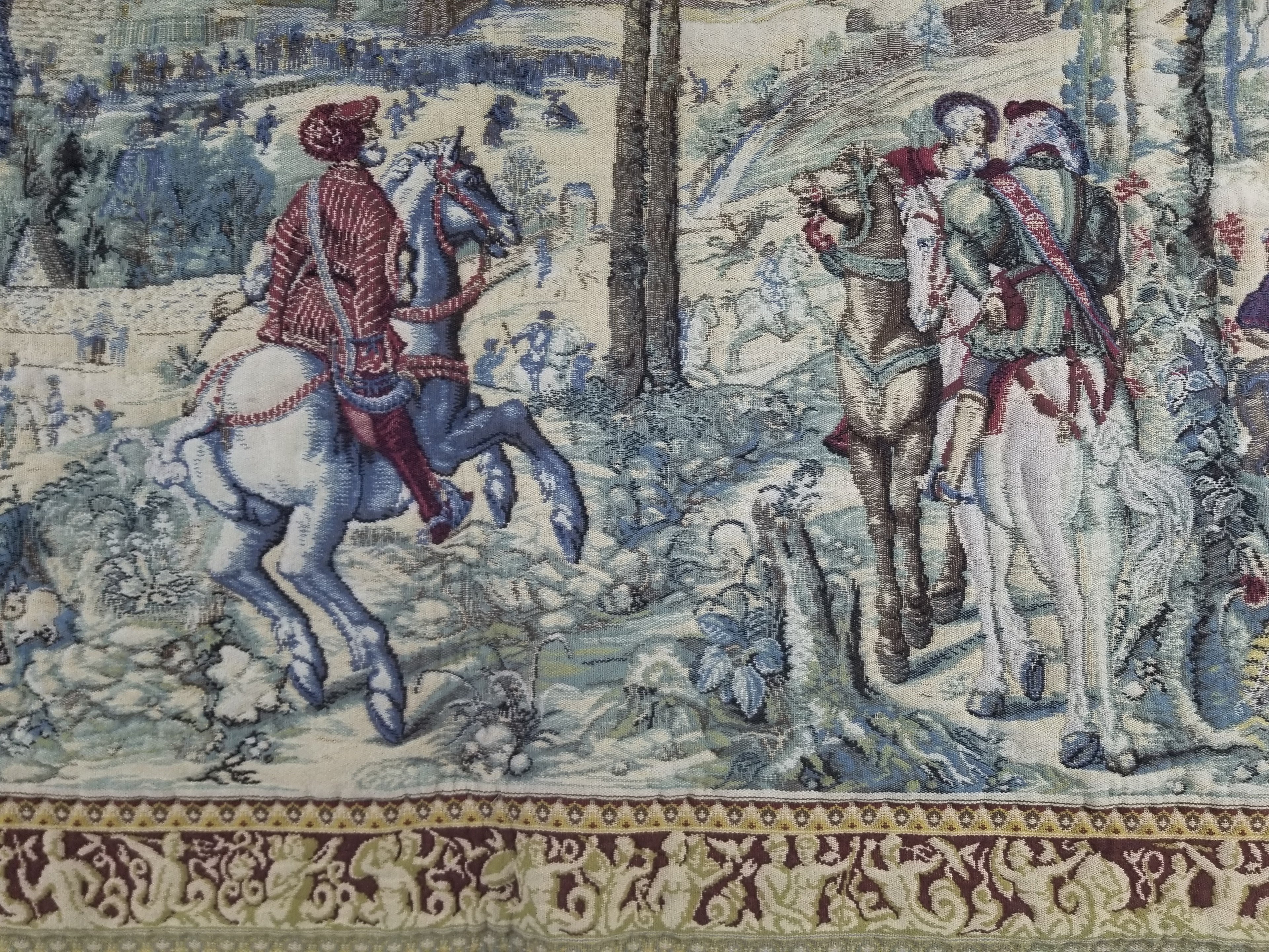 Antique European Handmade Medieval Hunting Scene Tapestry 200x140cm