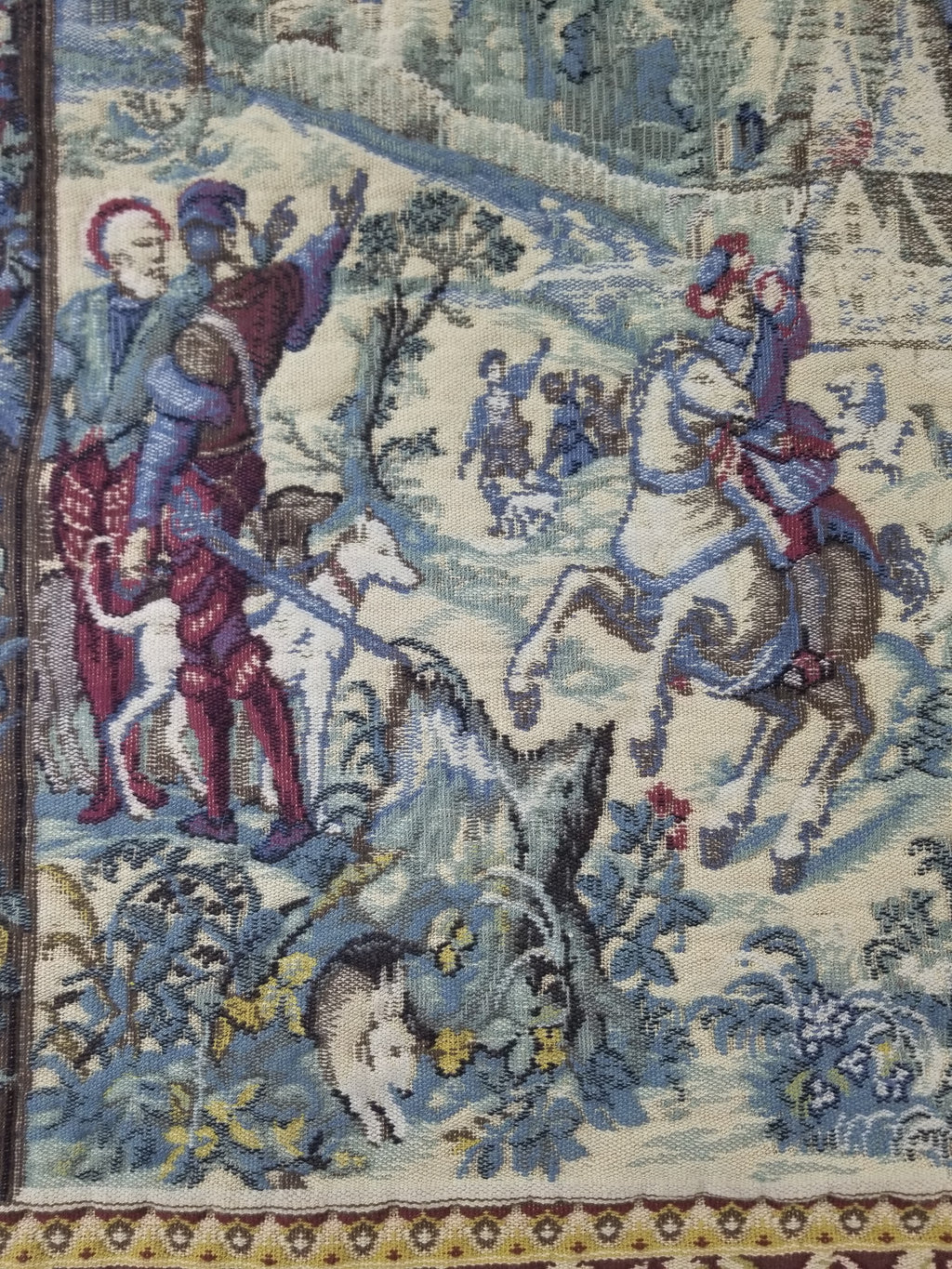 Antique European Handmade Medieval Hunting Scene Tapestry 200x140cm