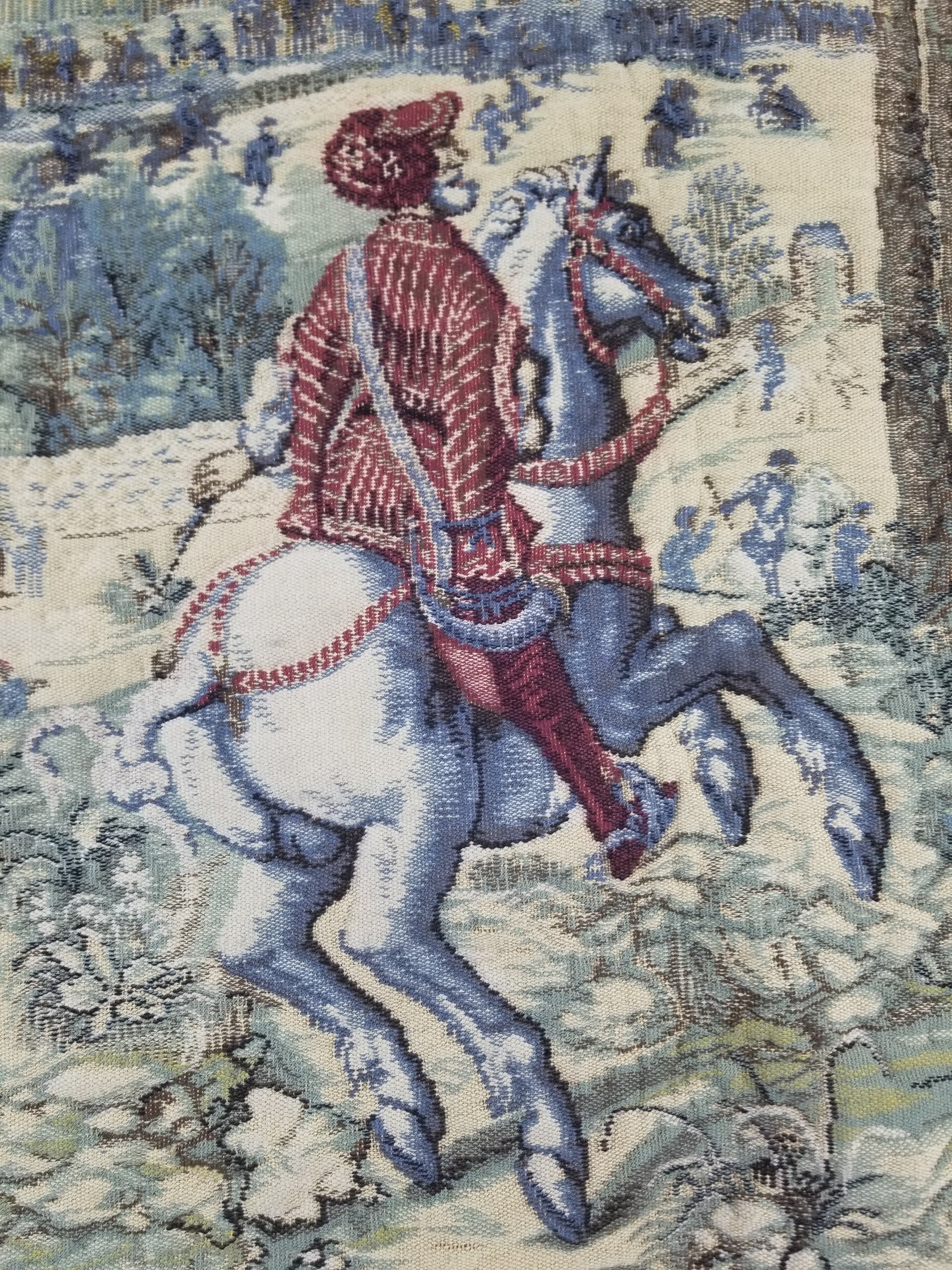 Antique European Handmade Medieval Hunting Scene Tapestry 200x140cm
