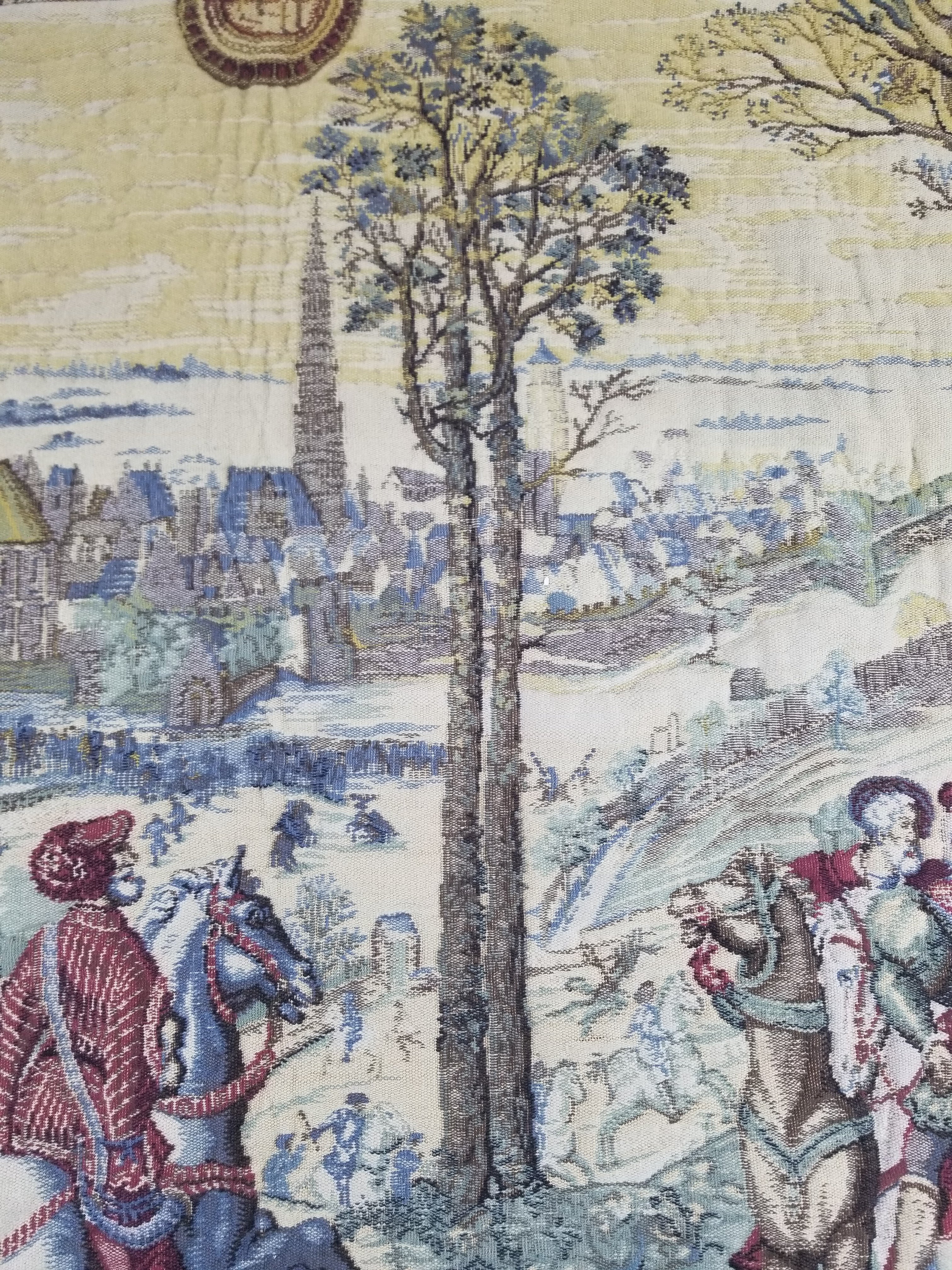 Antique European Handmade Medieval Hunting Scene Tapestry 200x140cm