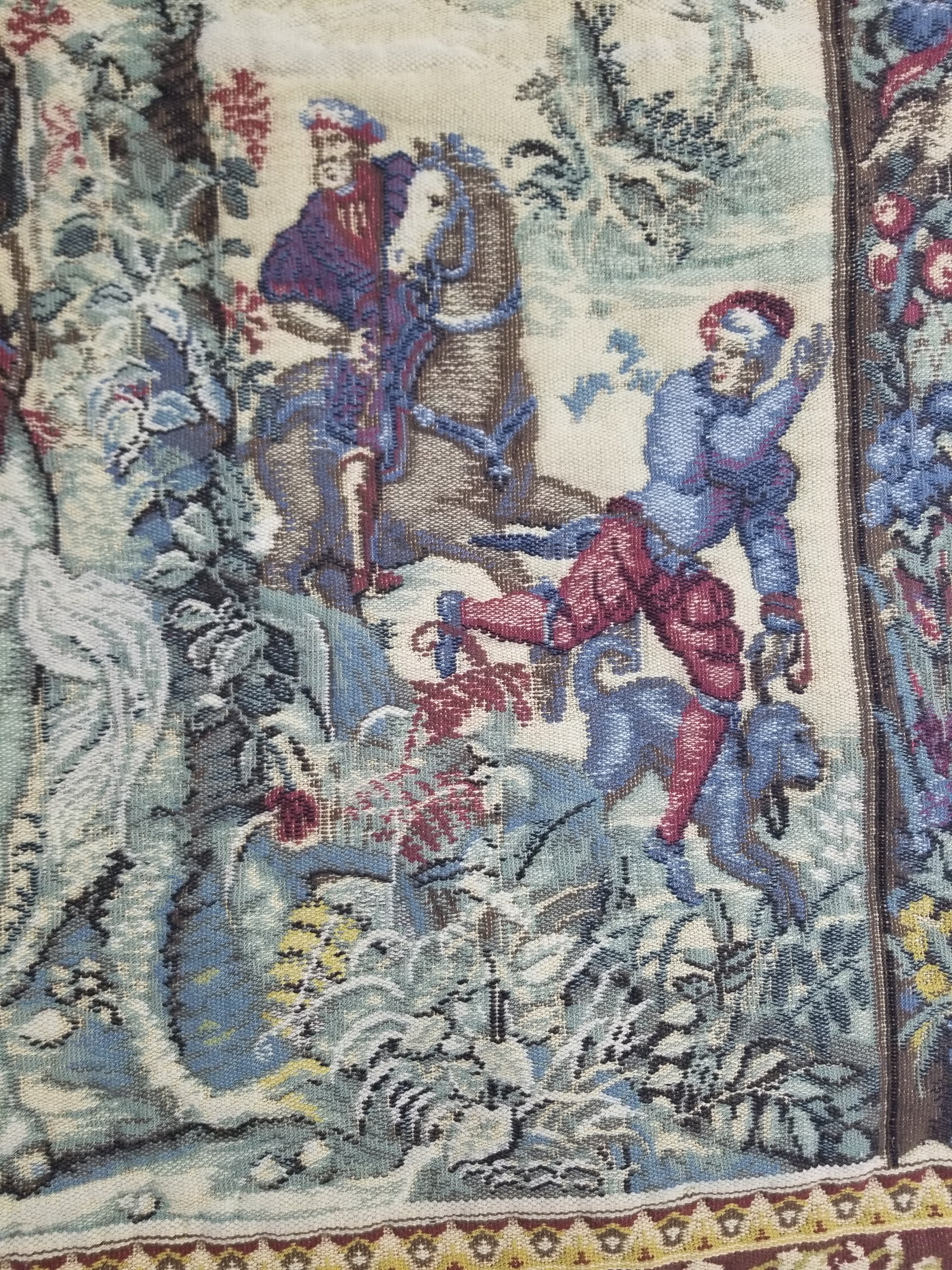 Antique European Handmade Medieval Hunting Scene Tapestry 200x140cm