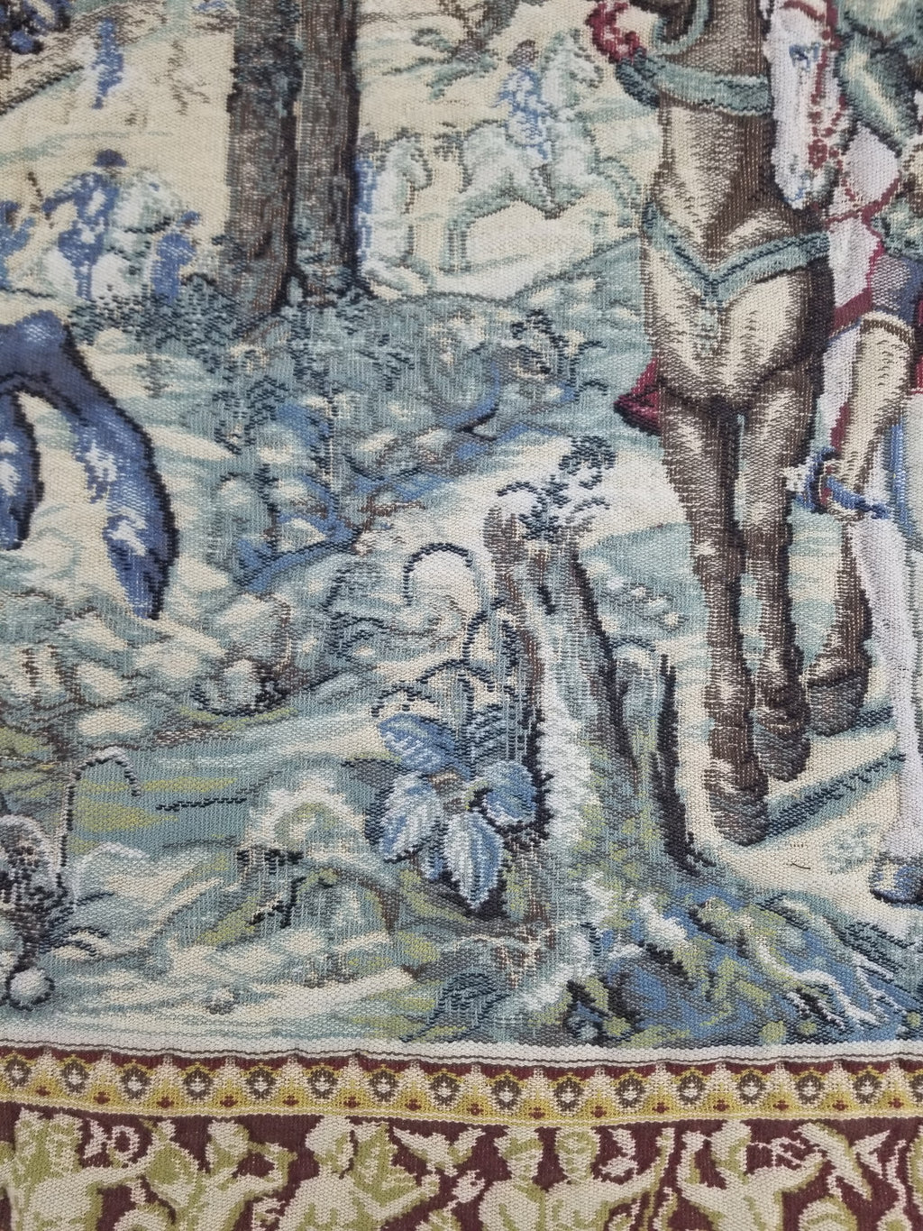 Antique European Handmade Medieval Hunting Scene Tapestry 200x140cm