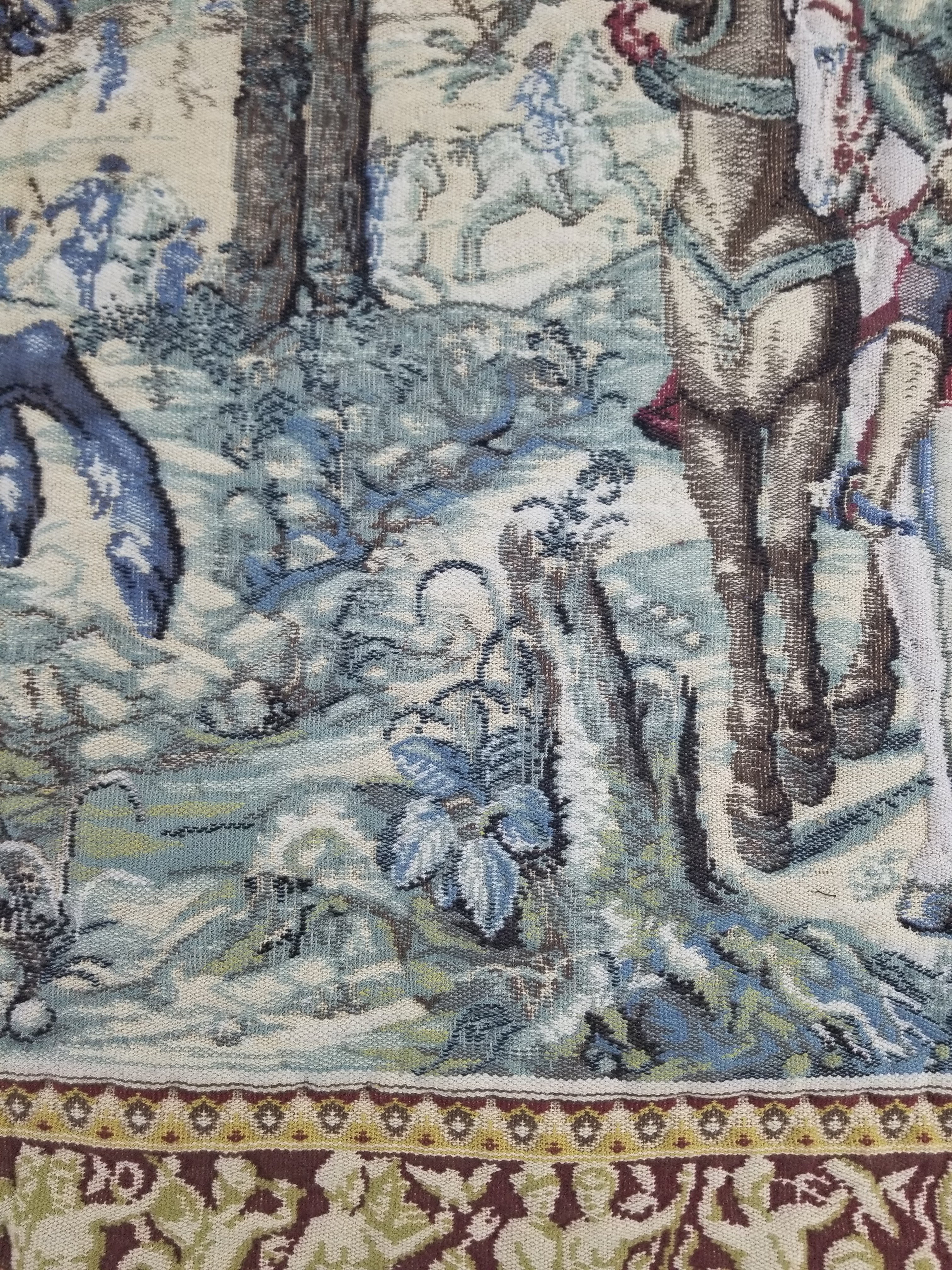 Antique European Handmade Medieval Hunting Scene Tapestry 200x140cm