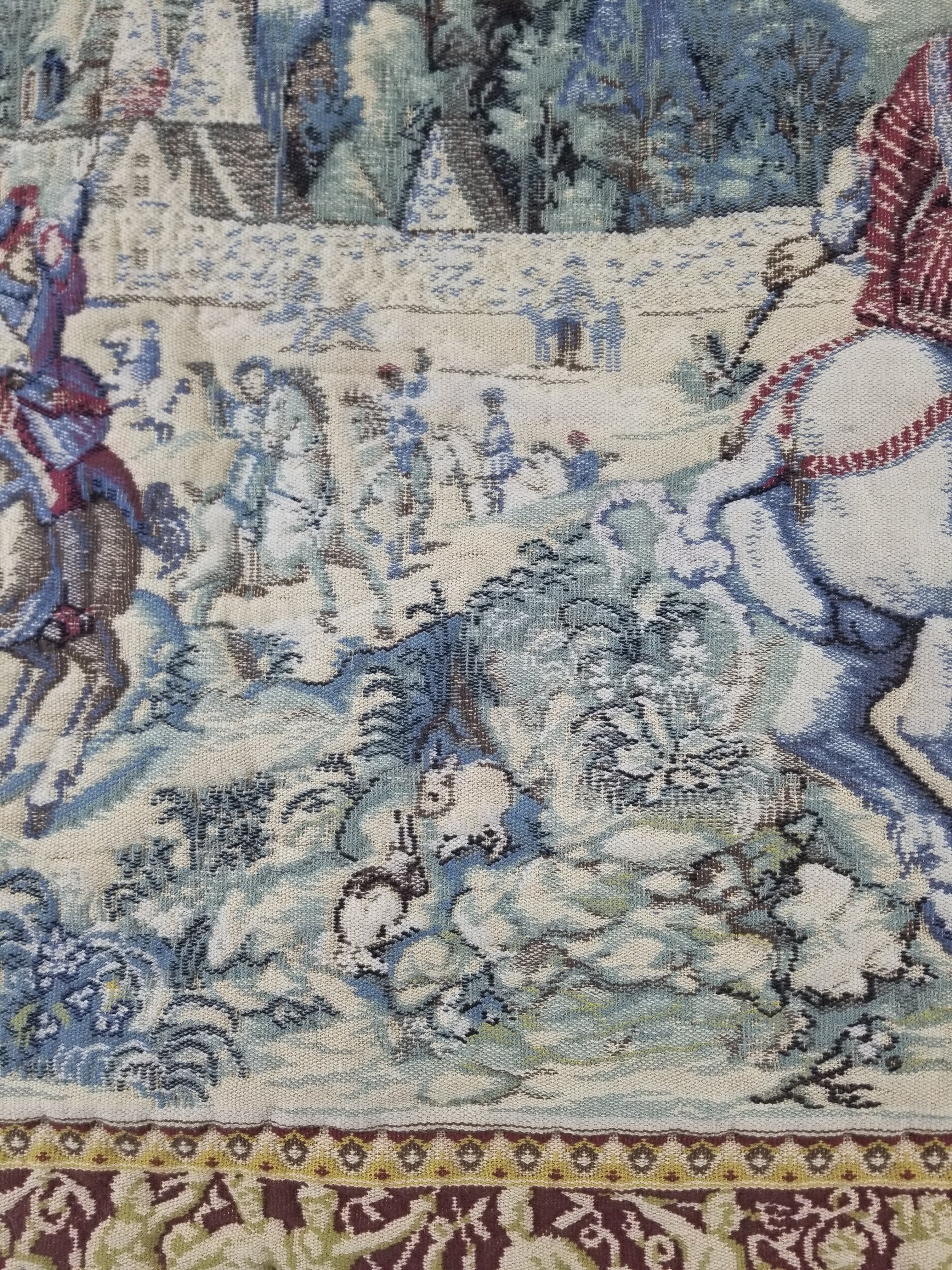 Antique European Handmade Medieval Hunting Scene Tapestry 200x140cm