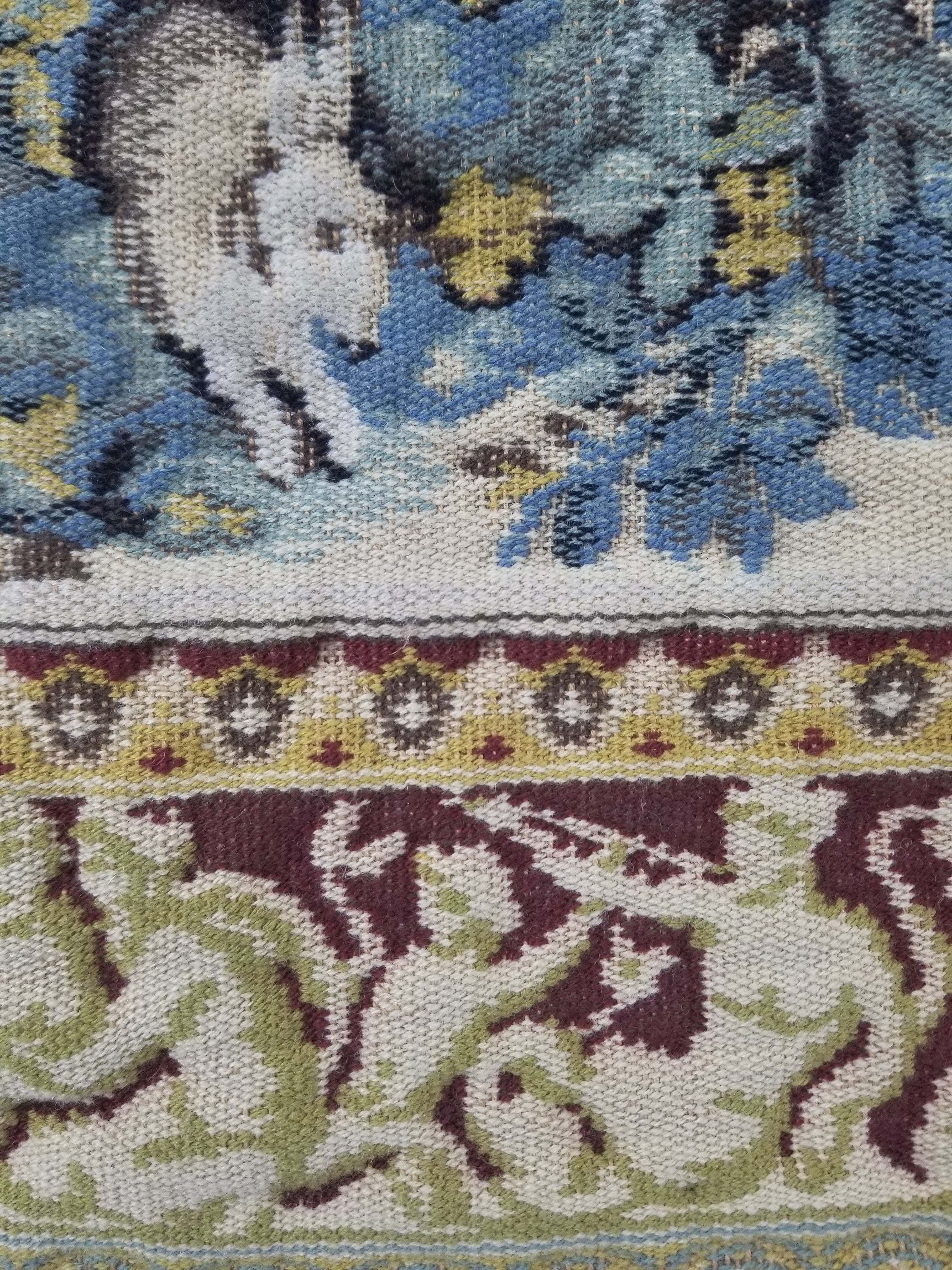 Antique European Handmade Medieval Hunting Scene Tapestry 200x140cm