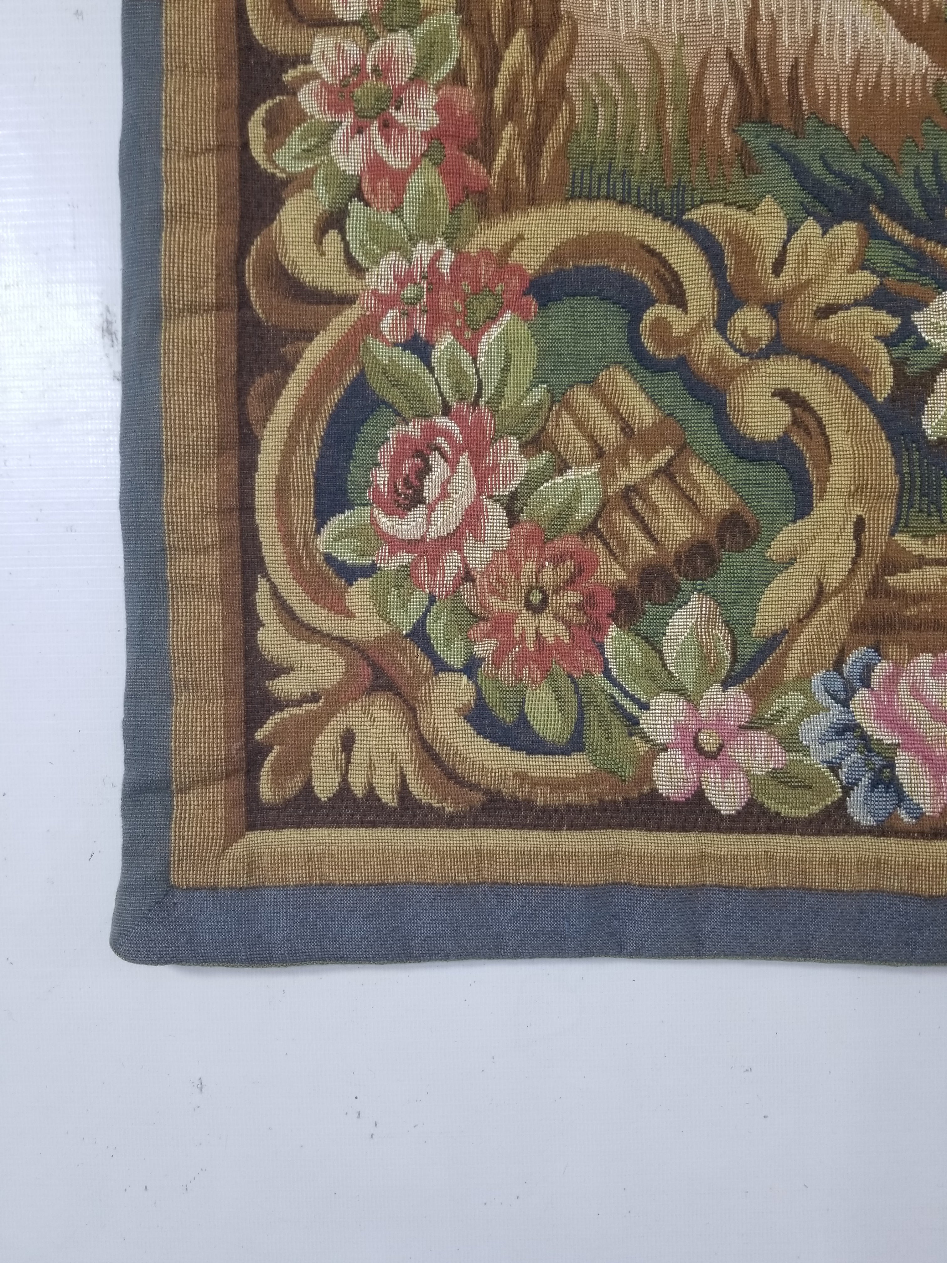 Antique French Rococo Romantic Scene Jacquard Woven Tapestry 195x1378cm